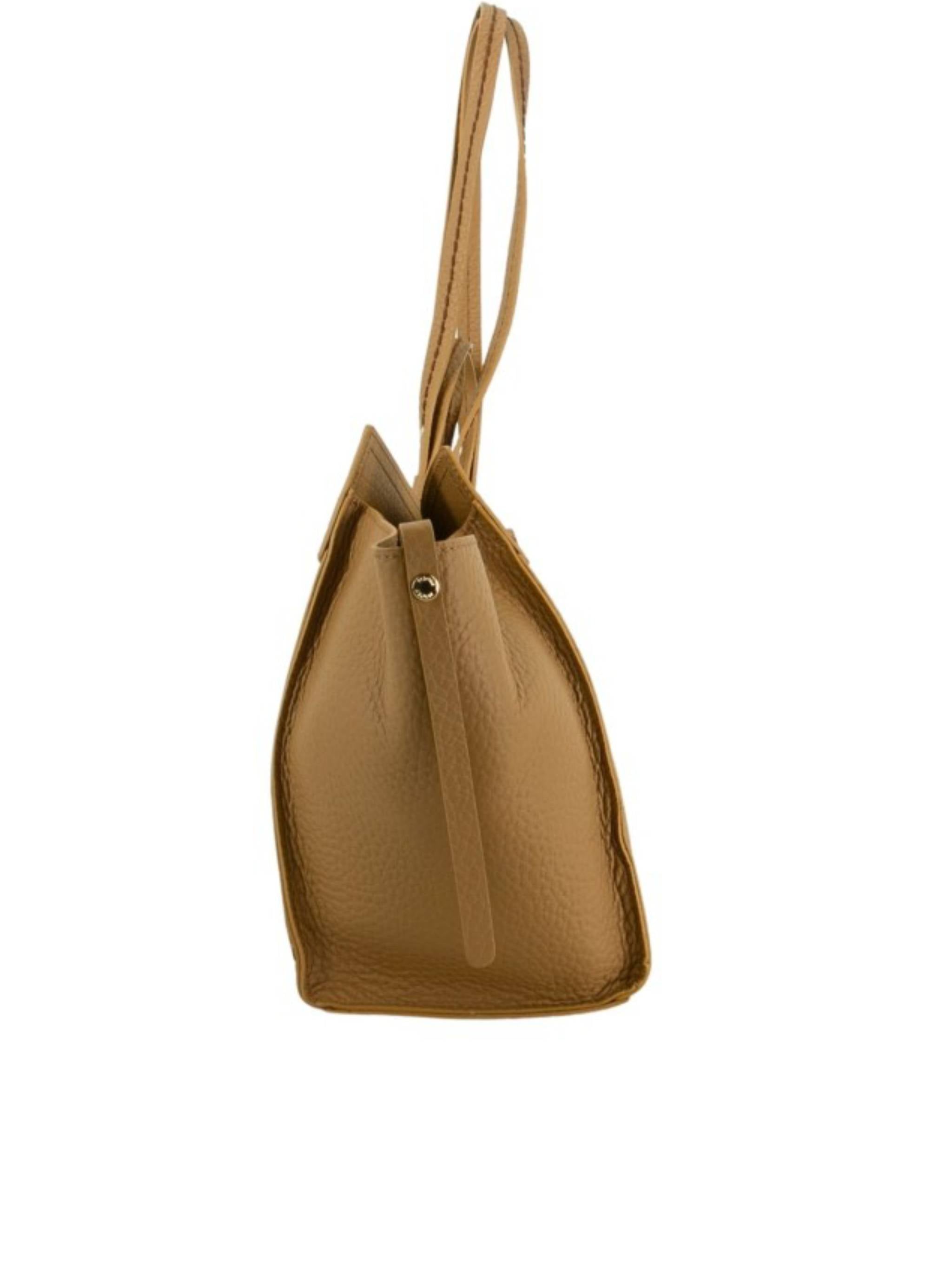 Brown Queen Structured Pebbled Leather Handbag