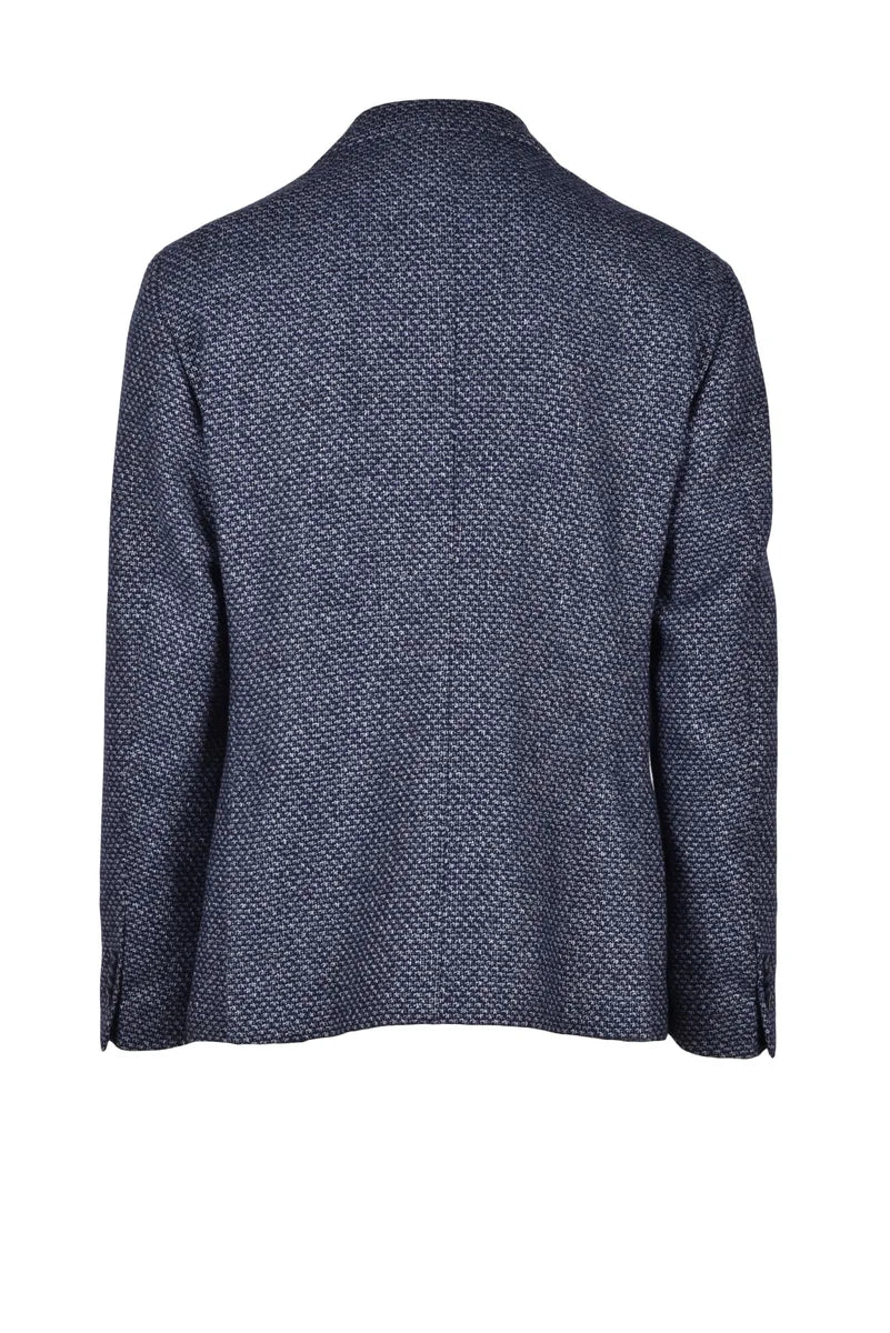 Blue Wool Linen Cashmere Jacket Men's