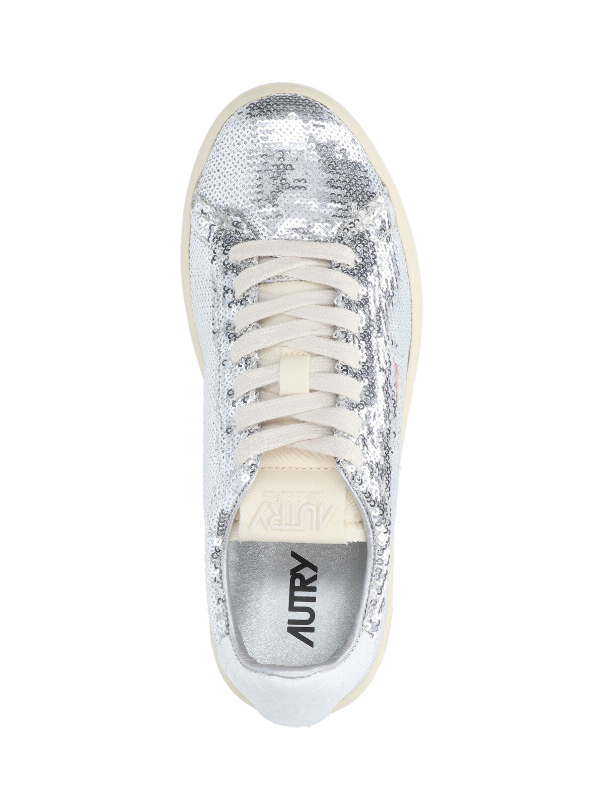 Low-Top Sneakers With Shimmering Silver Fabric