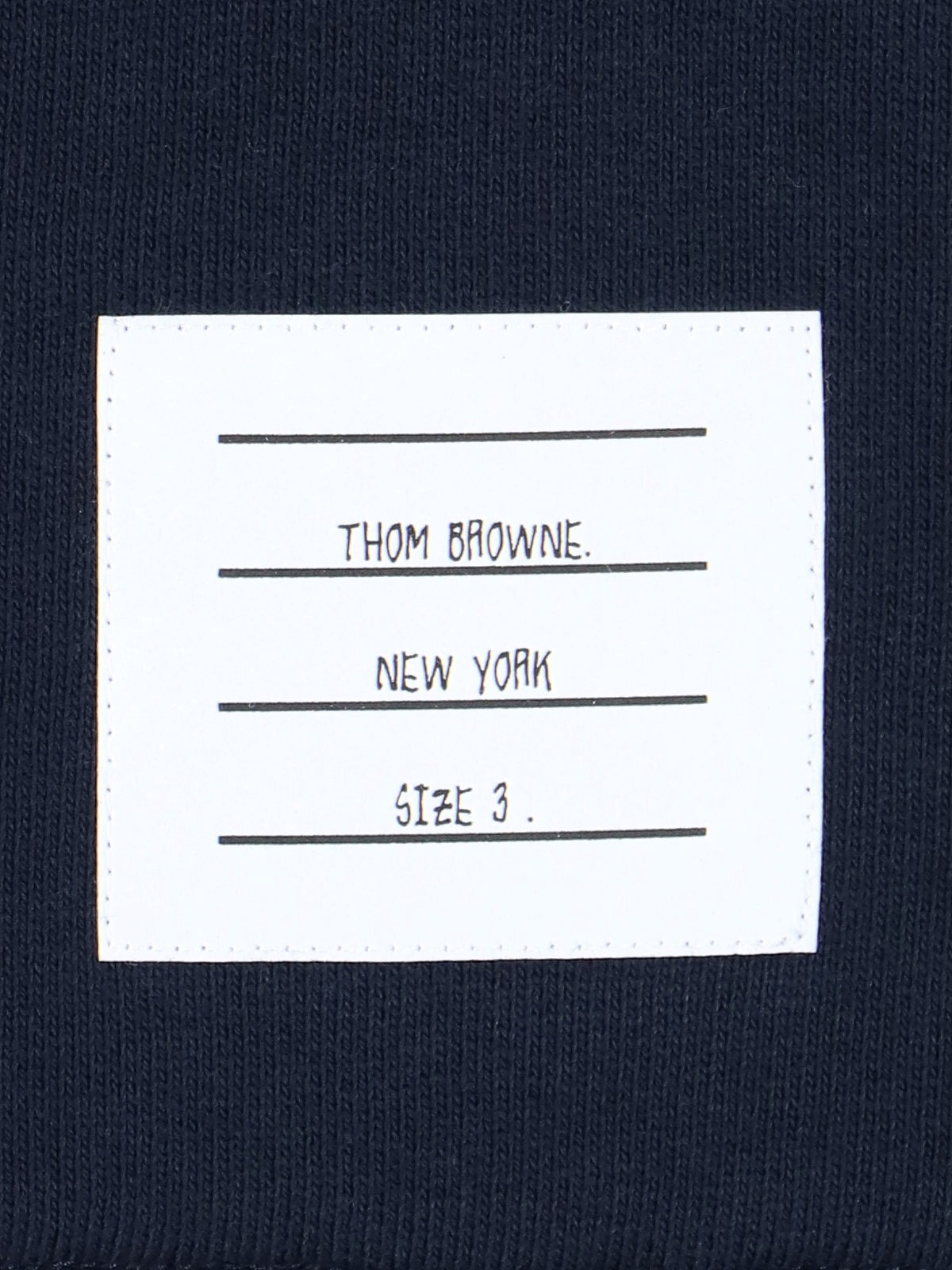 Navy Blue Cotton Hoodie With Grosgrain Stripe Detail