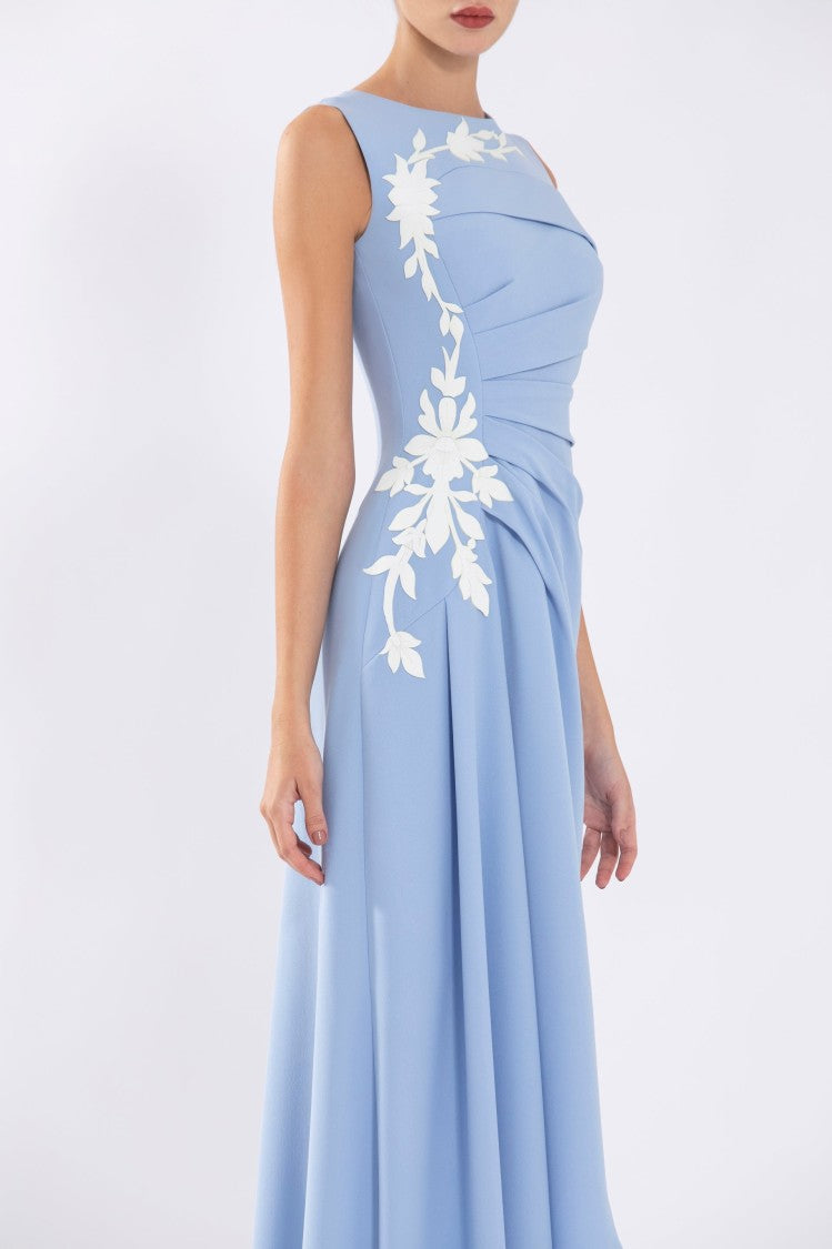 Crepe, High-Low Dress With Matching Embroidery