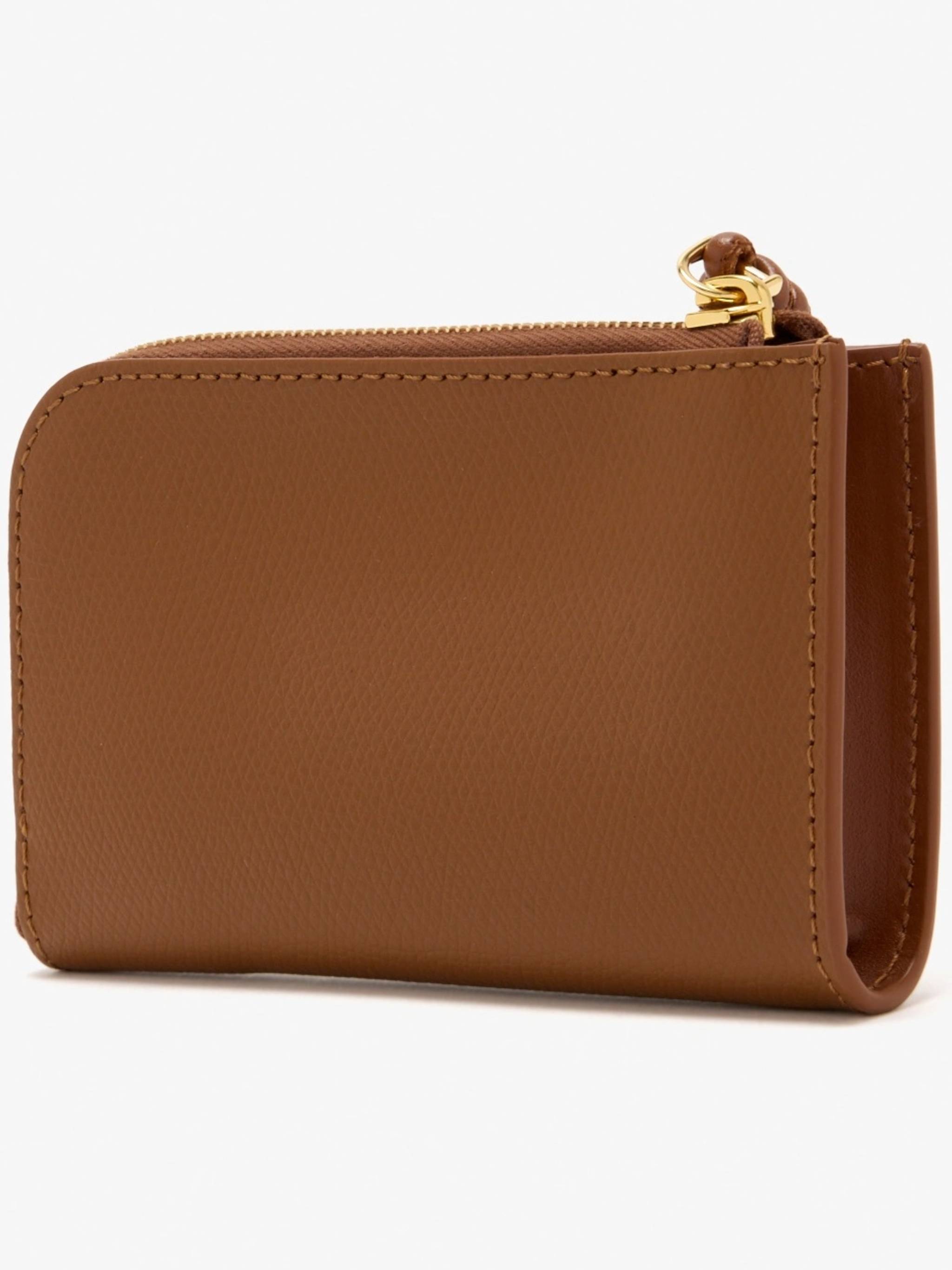 Rectangular Brown Card Case Pouch with Keyring Attachment