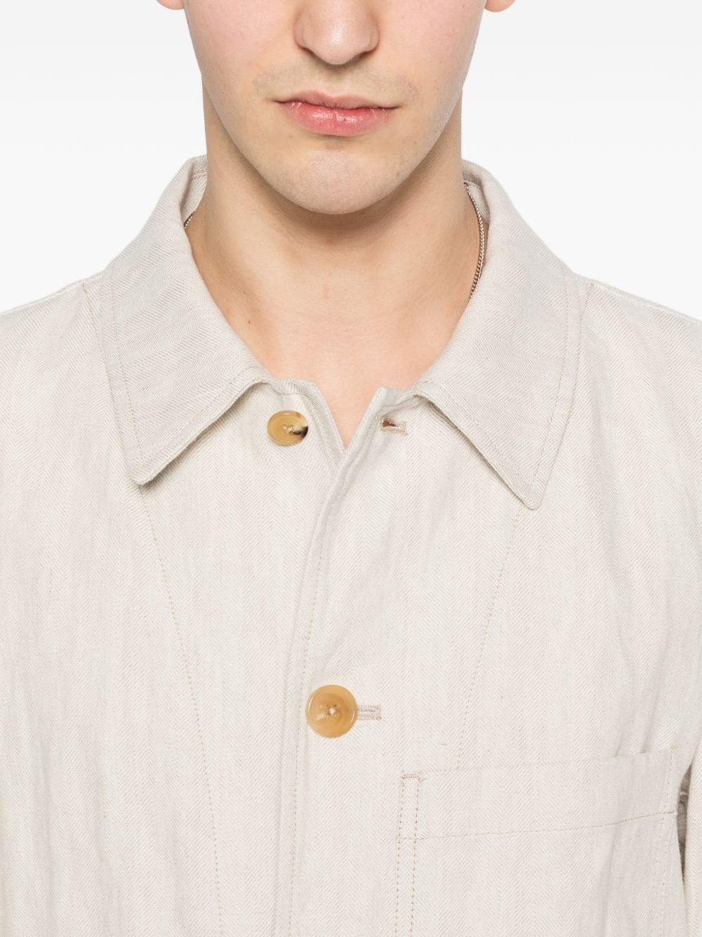 Beige Herringbone Weave Jacket