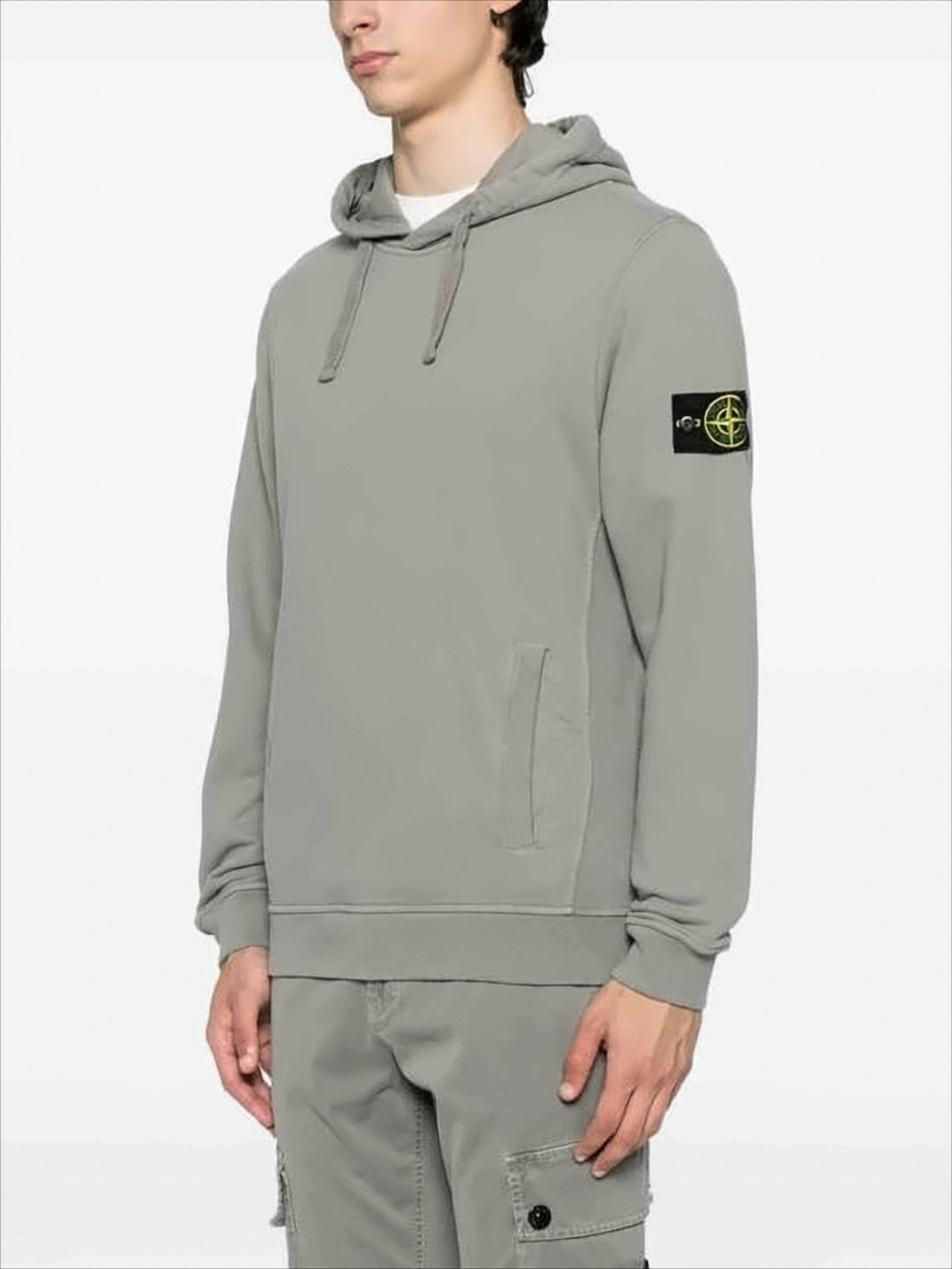 Relaxed Fit Grey Hooded Sweatshirt With Drawstring