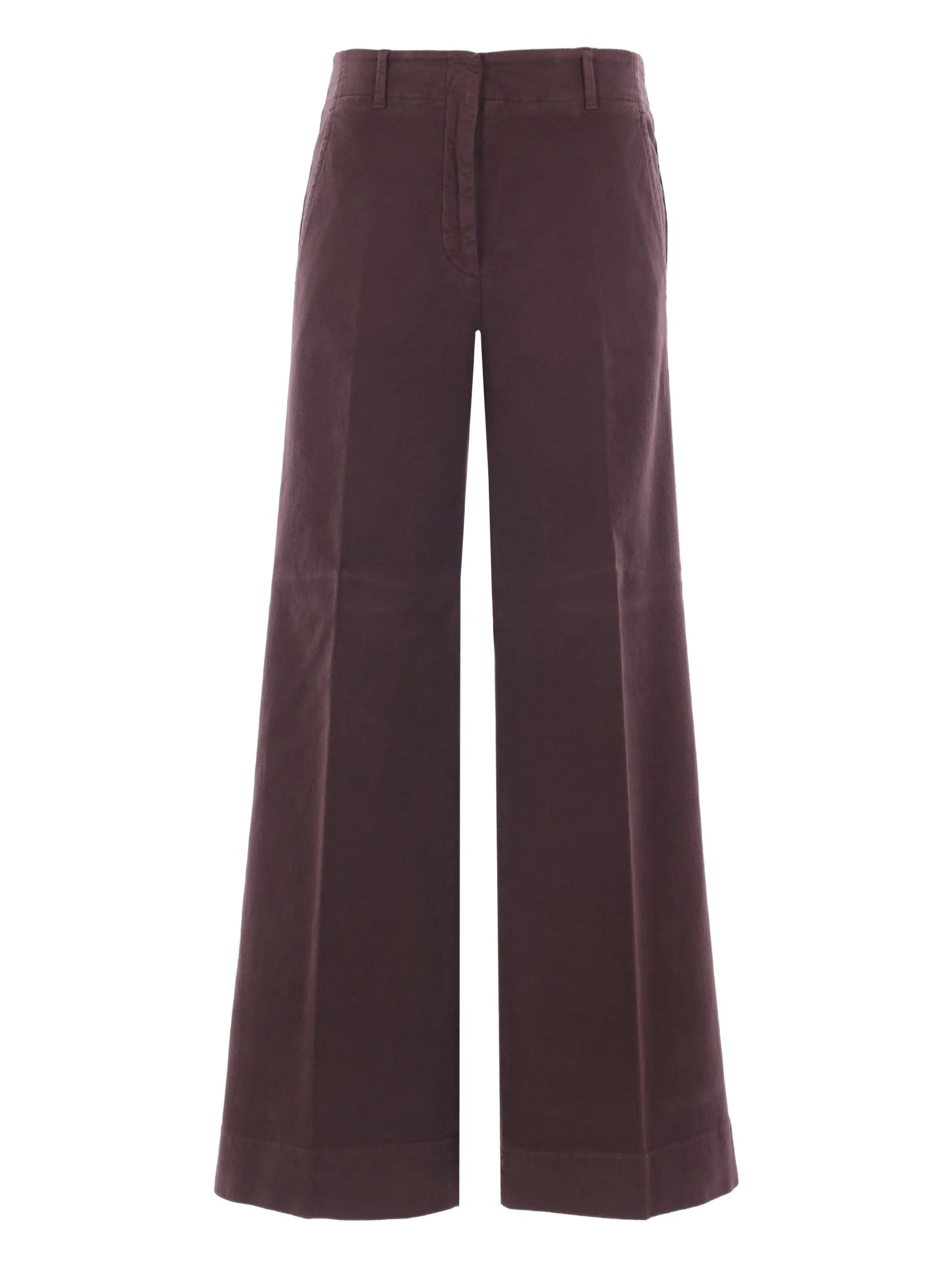 Burgundy High-Waisted Wide-Leg Cropped Pants