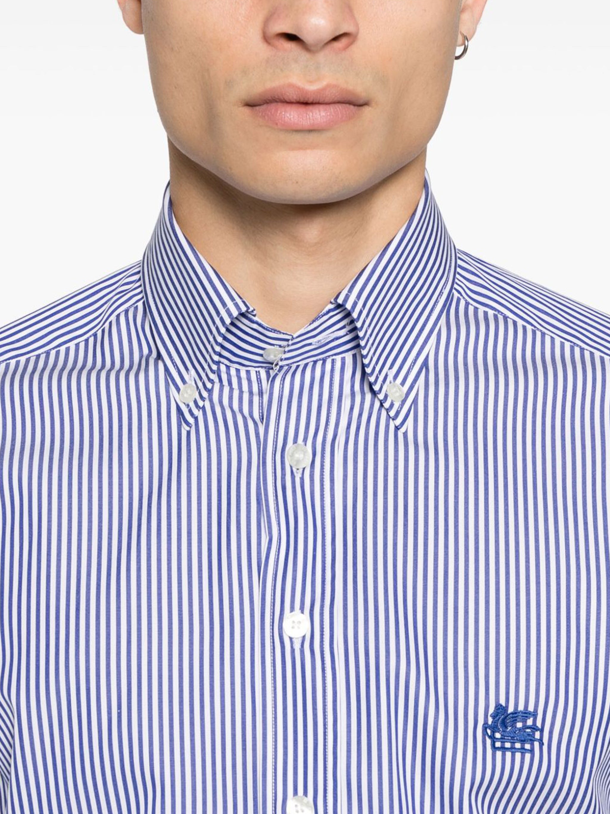 Blue Roma Logo Bd Vertical Stripe Shirt
