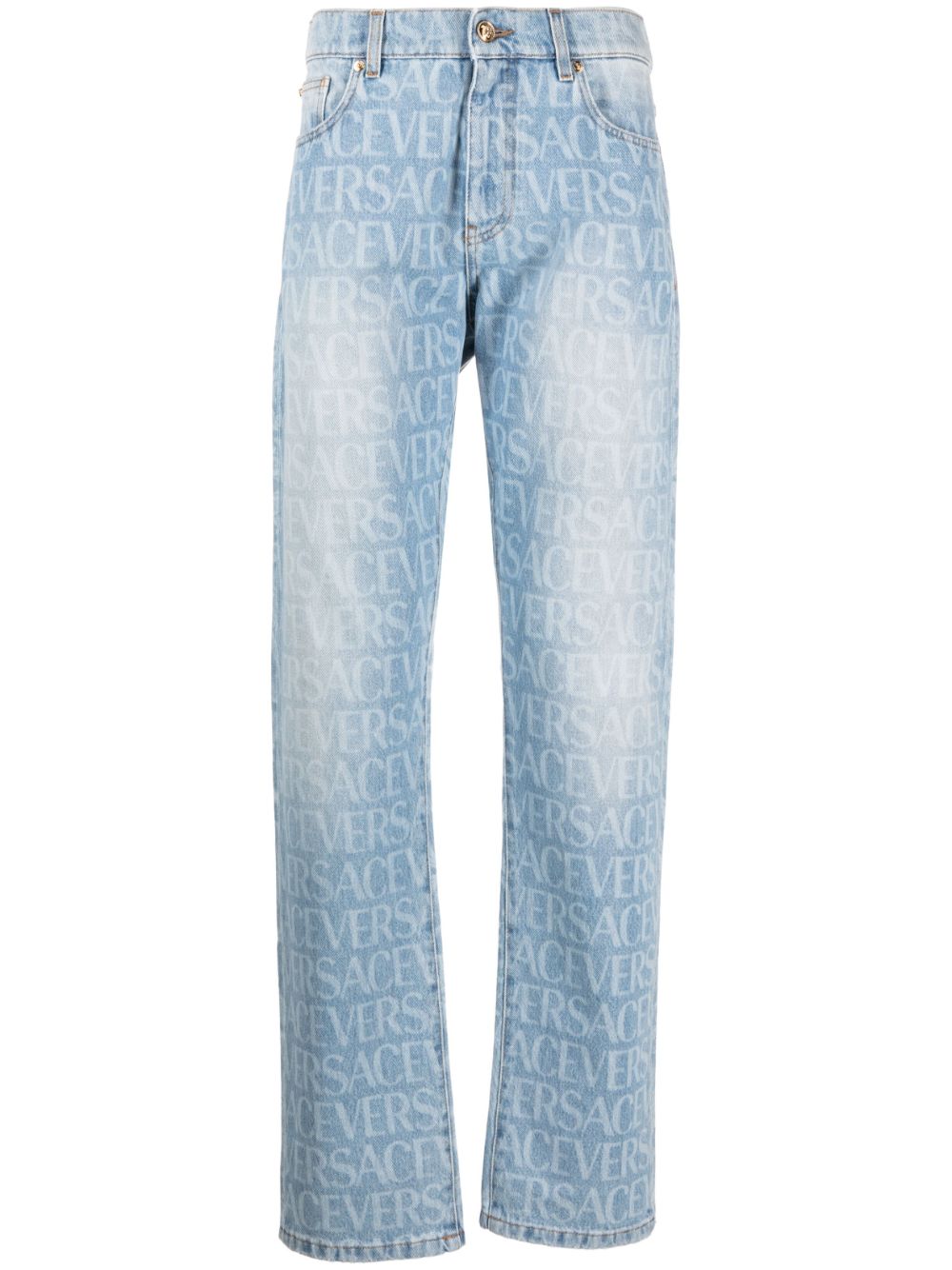 Logo-Print Jeans with Classic Five-Pocket Design