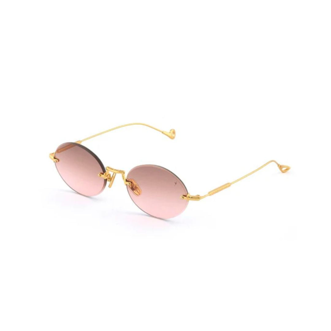 Met C.4-44 Round Rimless Sunglasses with Pink-Tinted Lenses