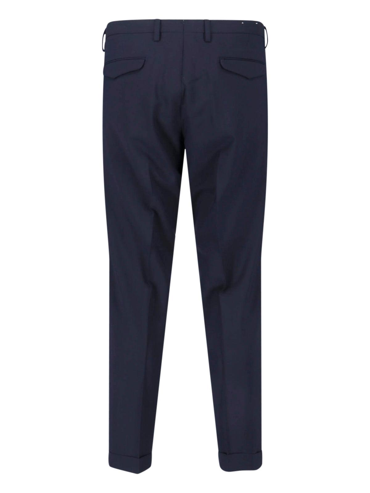 Navy Tailored Mid-Rise Virgin Wool Trousers