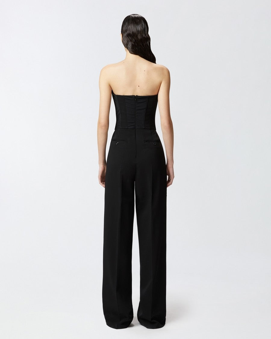 Strapless Black Jumpsuit With Structured Seams