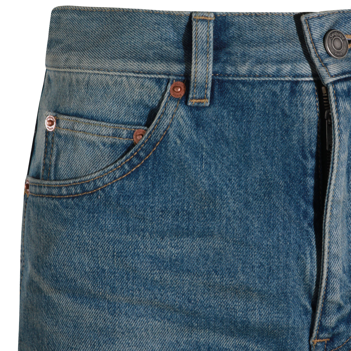 Midi Blue Cotton Jeans