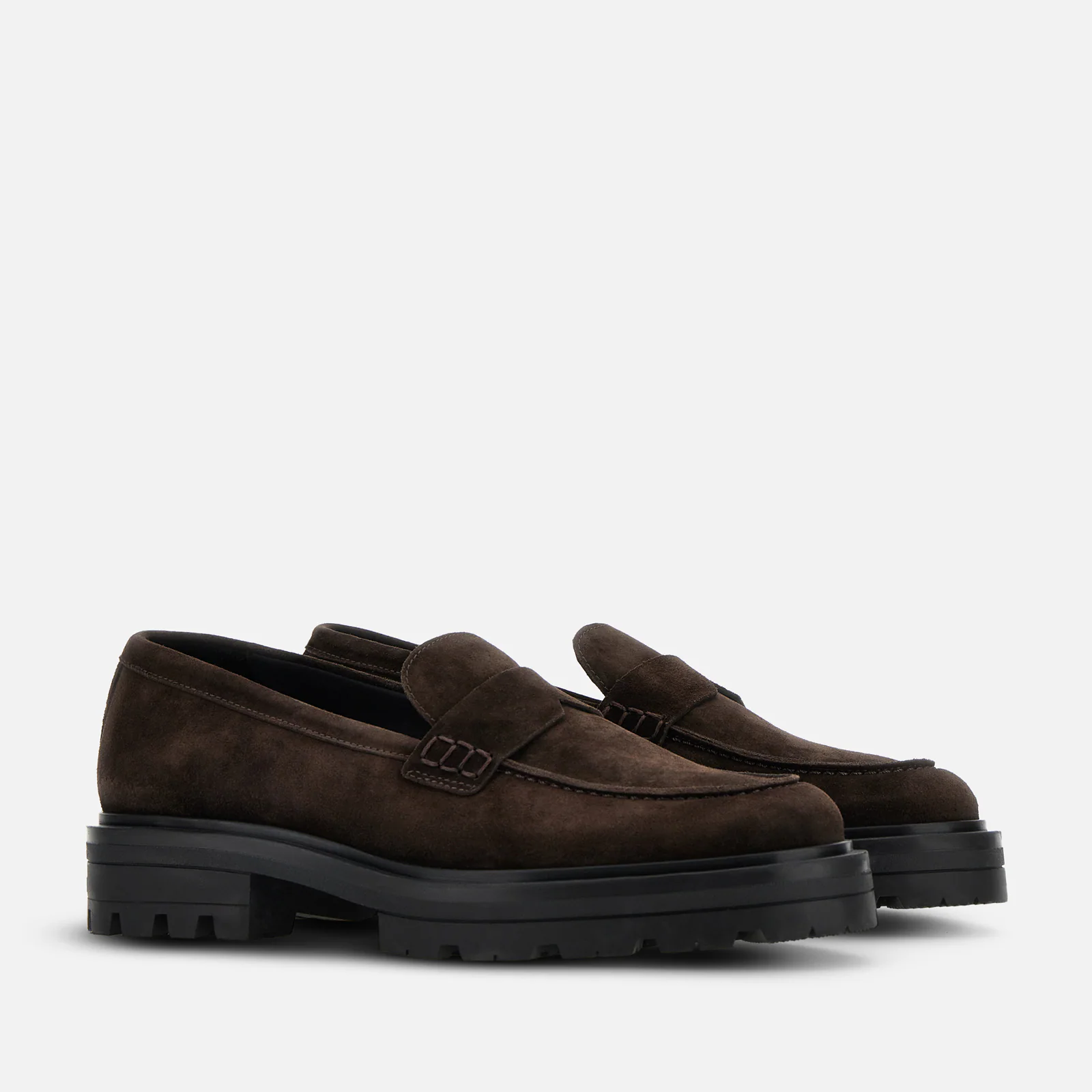 Elegant Brown Suede Moccasins With Rubber Sole