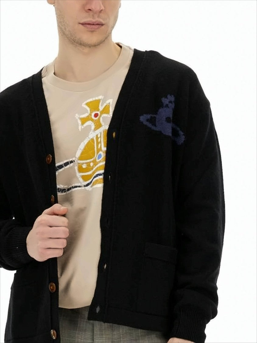 Black Wool and Cashmere Blend Cardigan
