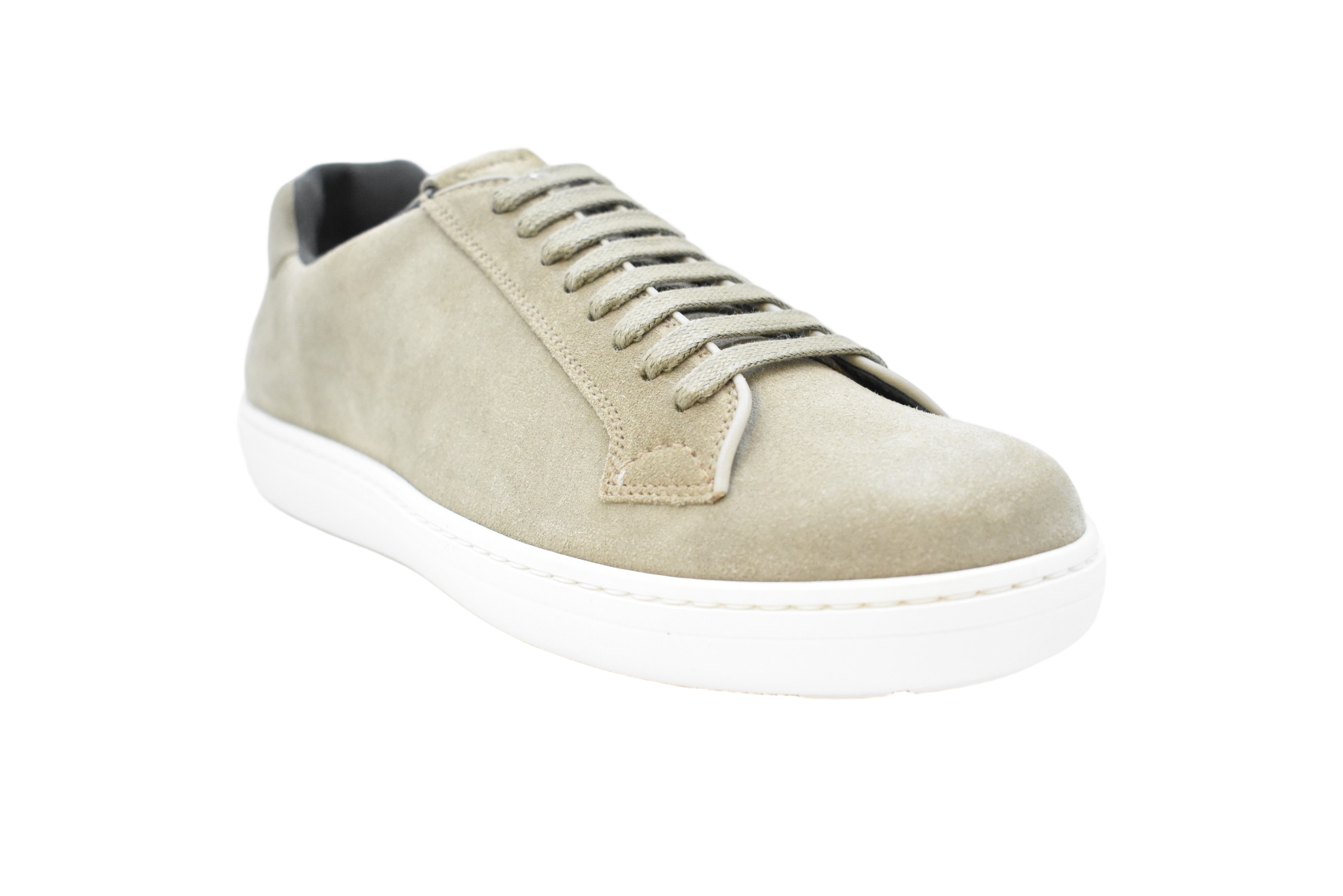 Beige Suede Low-Top Lace-Up Stone Shoes