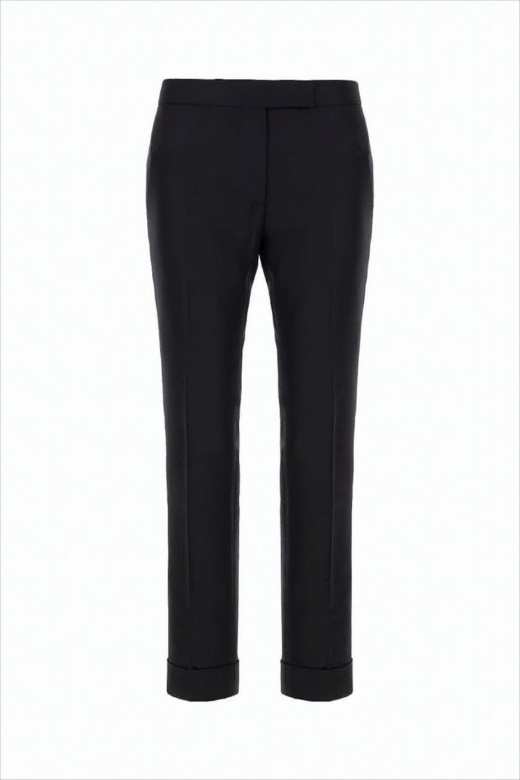 Tailored Black Straight Pants with Cuff Detailing