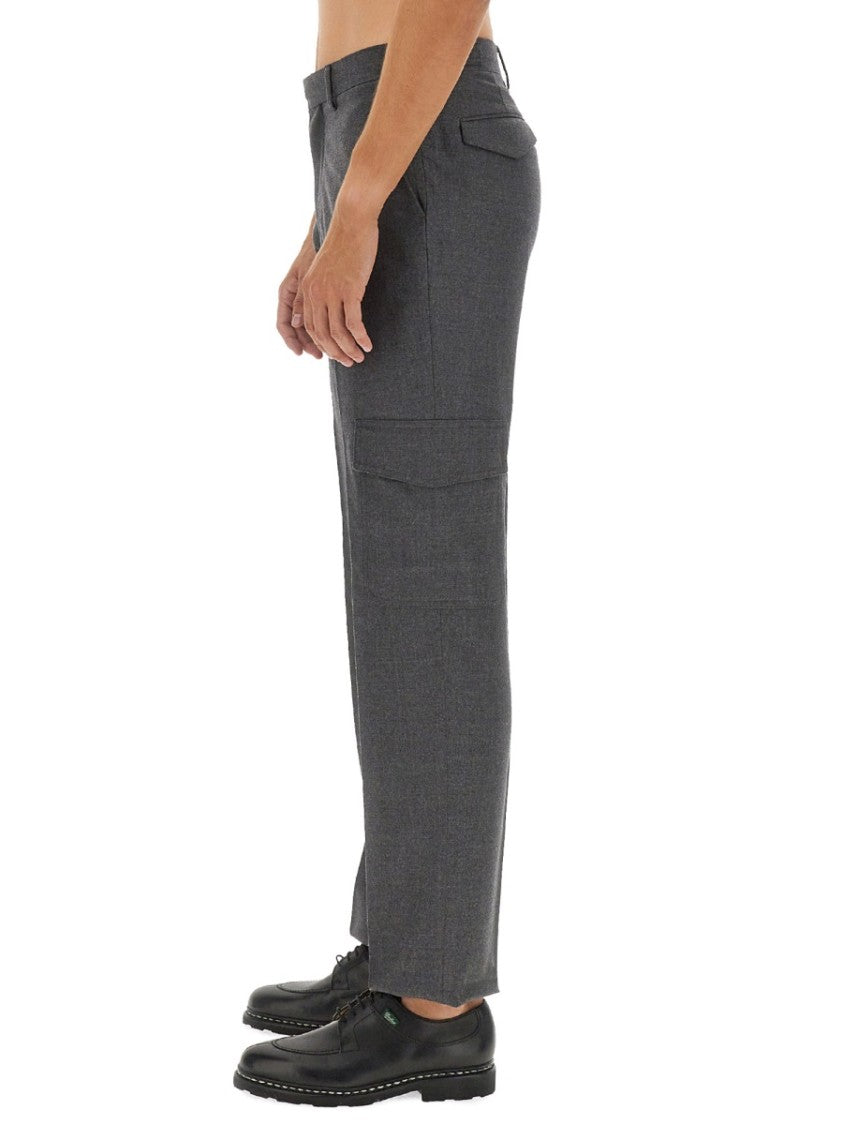 Tailored Grey Wool Pants With Cargo Pockets