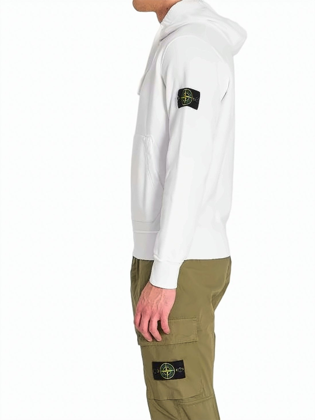 White Cotton Hoodie with Signature Patch