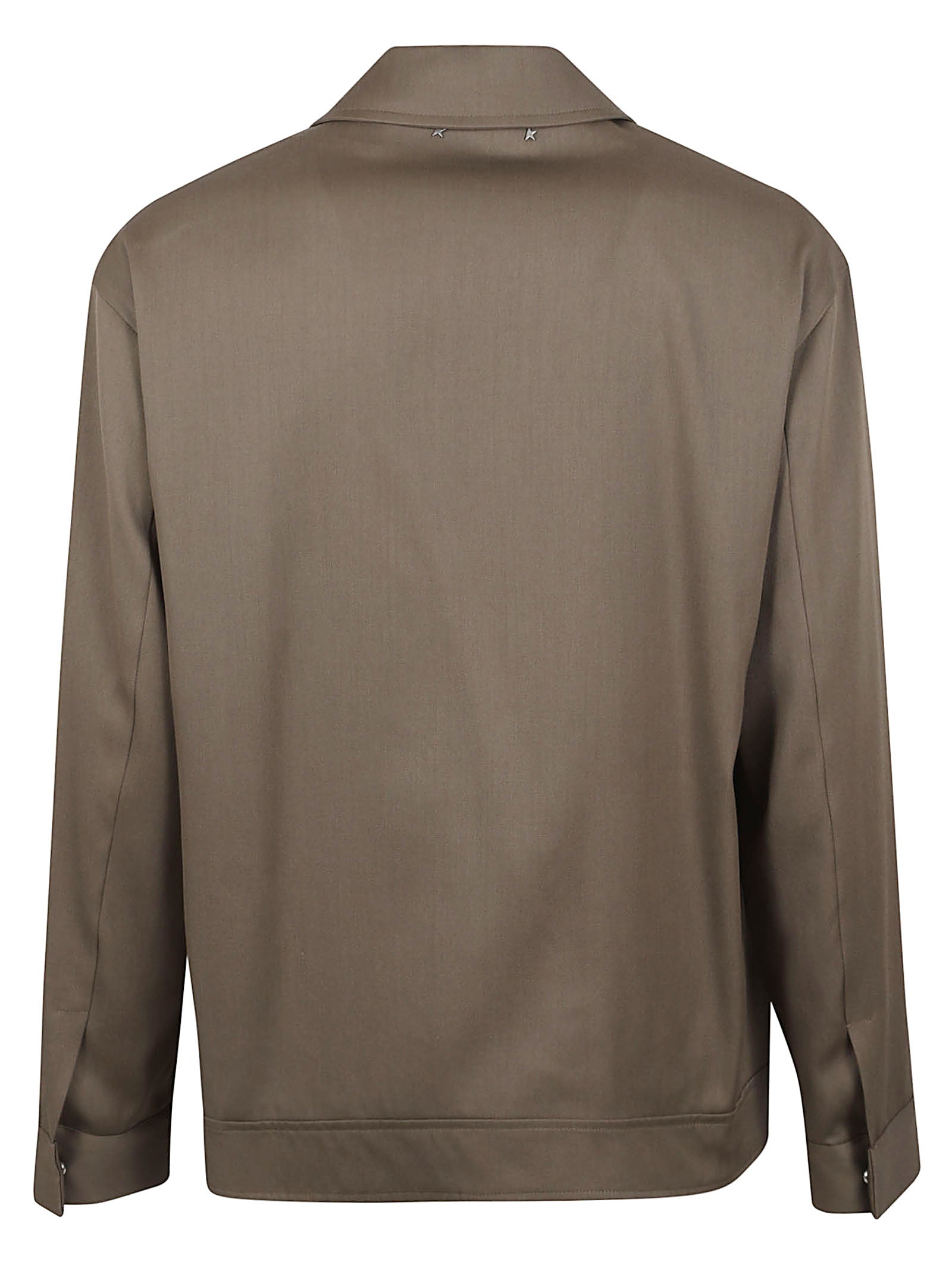 Brown Jacket with Pointed Collar and Star Embellishments