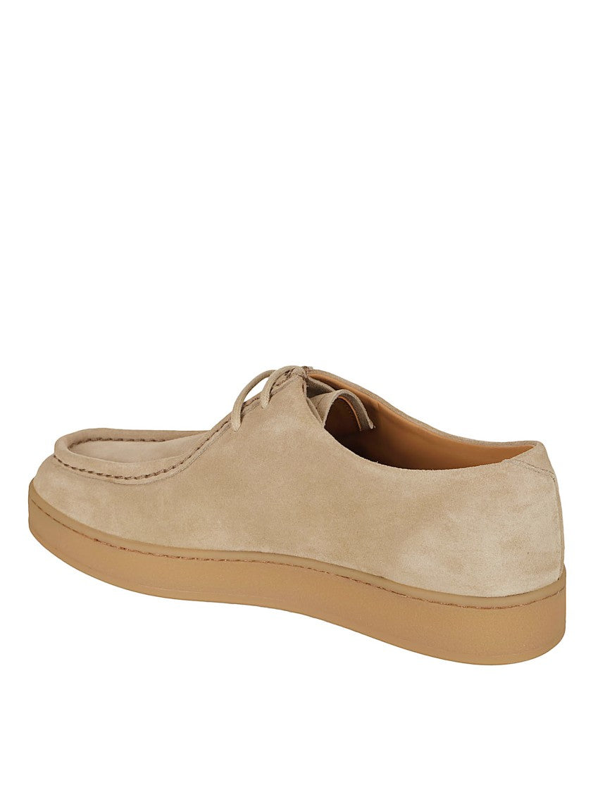 Suede Flat Shoes With Rounded Toe