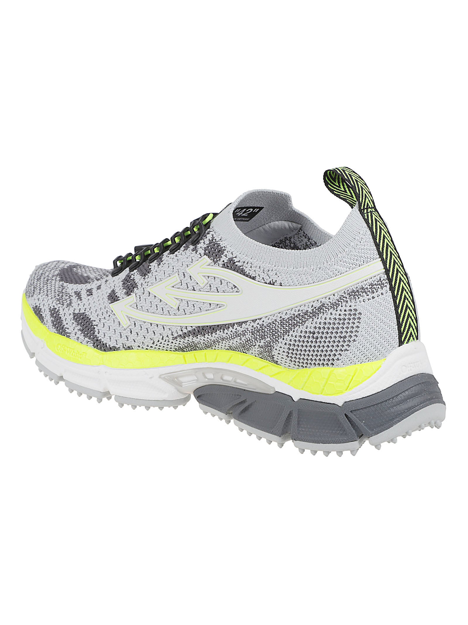 Knitted Low-Profile Off-White Sneakers with Neon Accents