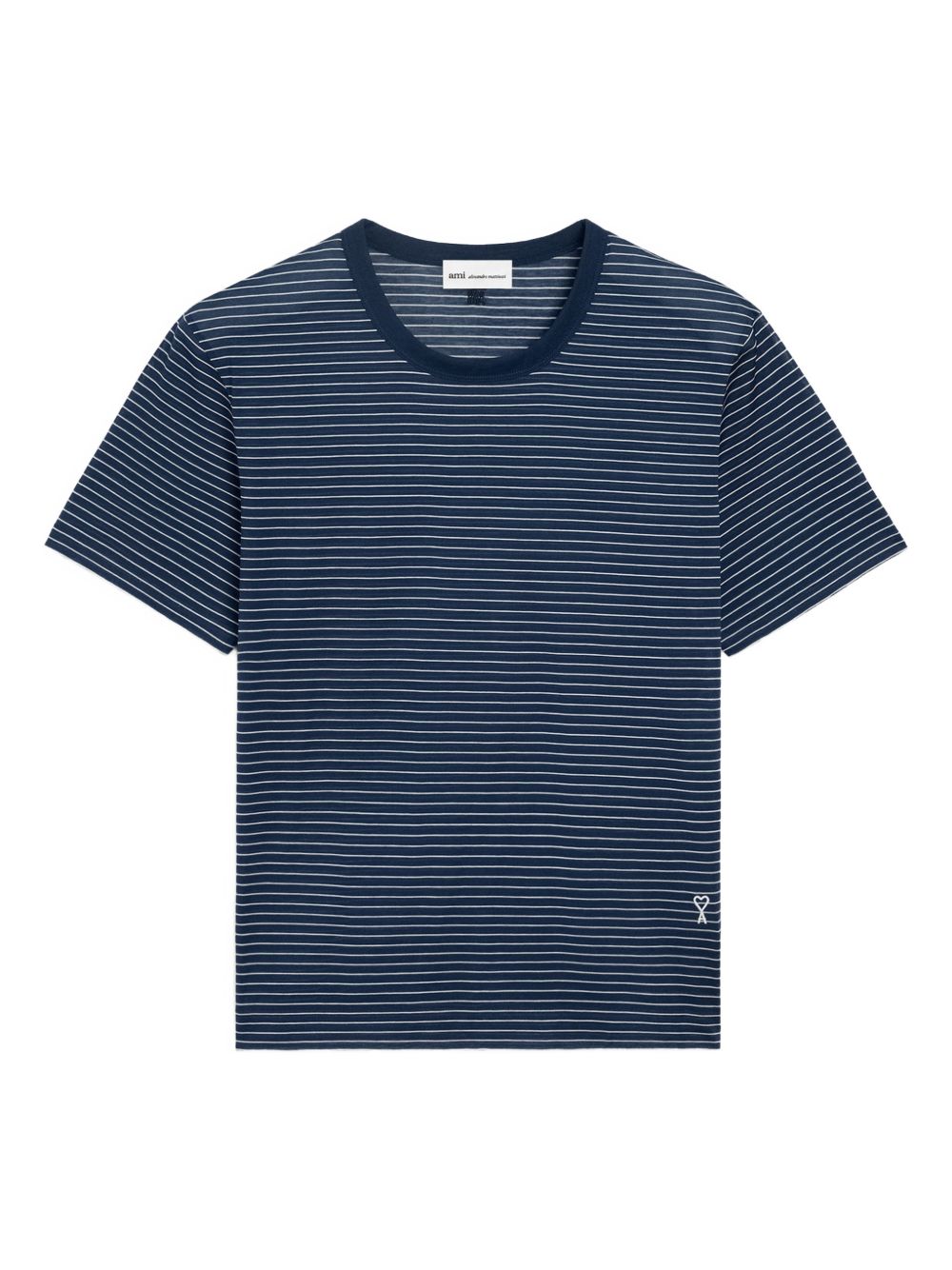 Ink Blue/White Striped Embroidered T-Shirt