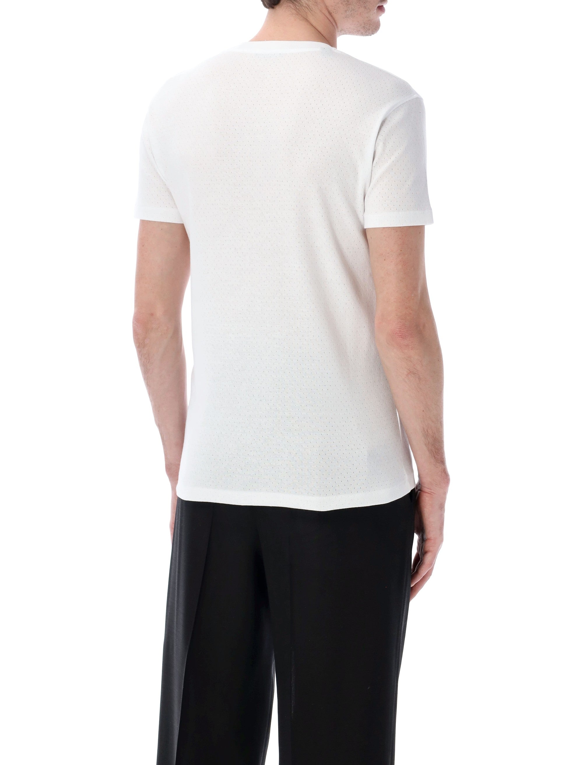 Perforated Rib Cotton T-Shirt