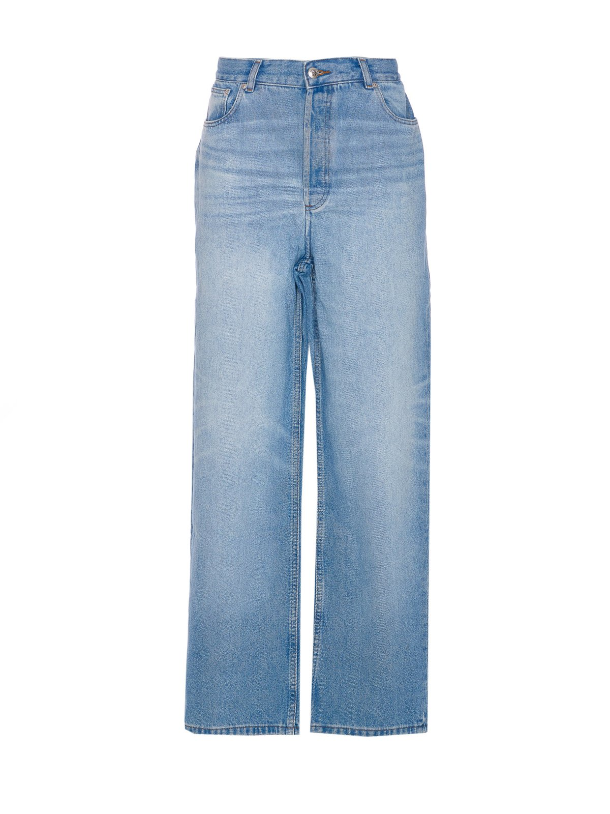Straight-Leg Denim Pants with Mid-Rise Waist