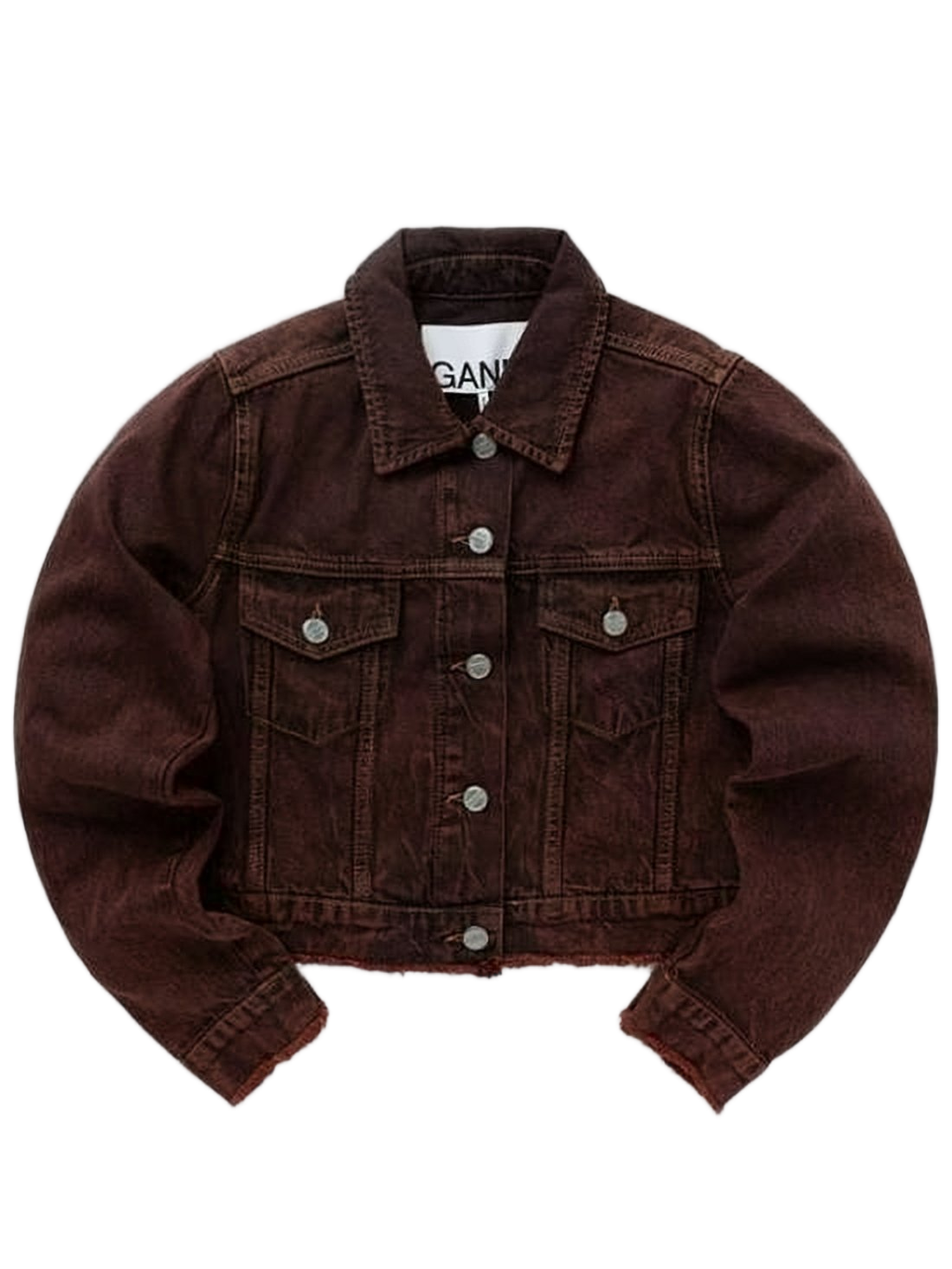 Cropped Denim Jacket with Classic Collar and Vintage Wash