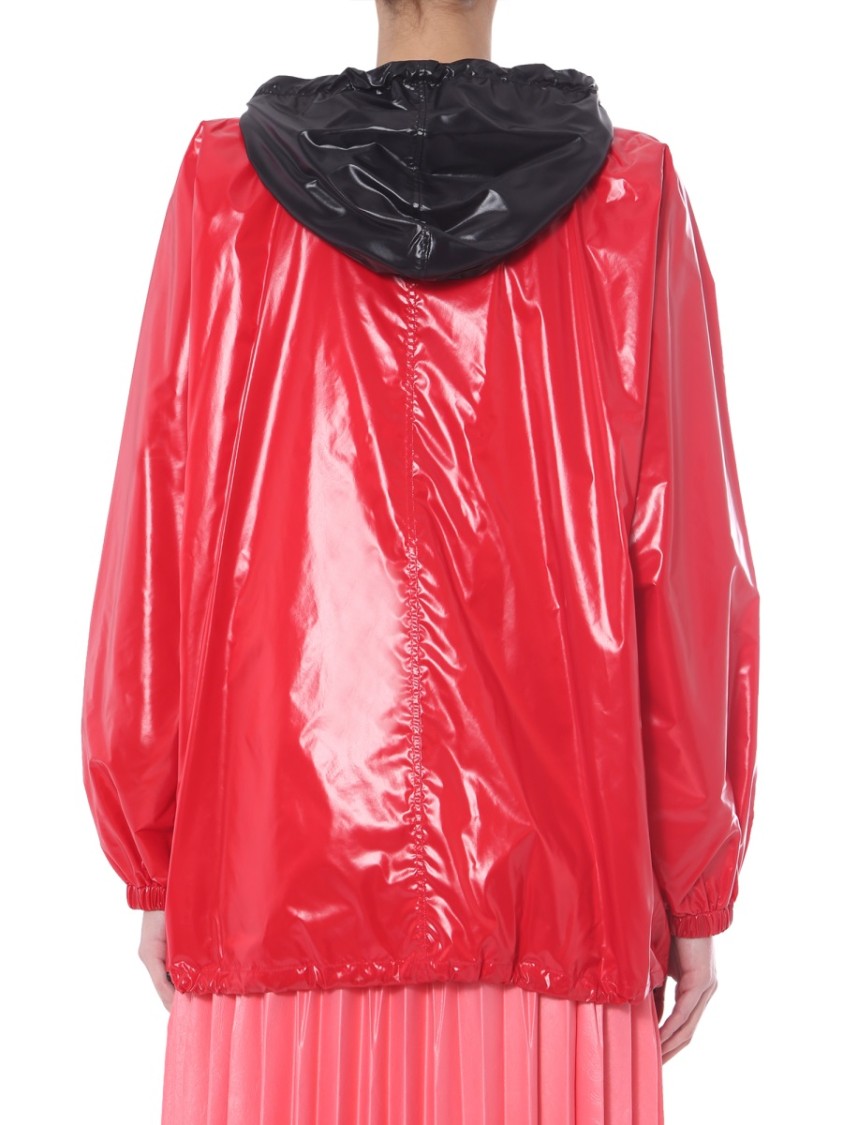 Glossy Red Hooded Wind Jacket