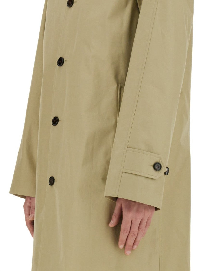 Cotton Trench Coat With Oversized Sleeves And