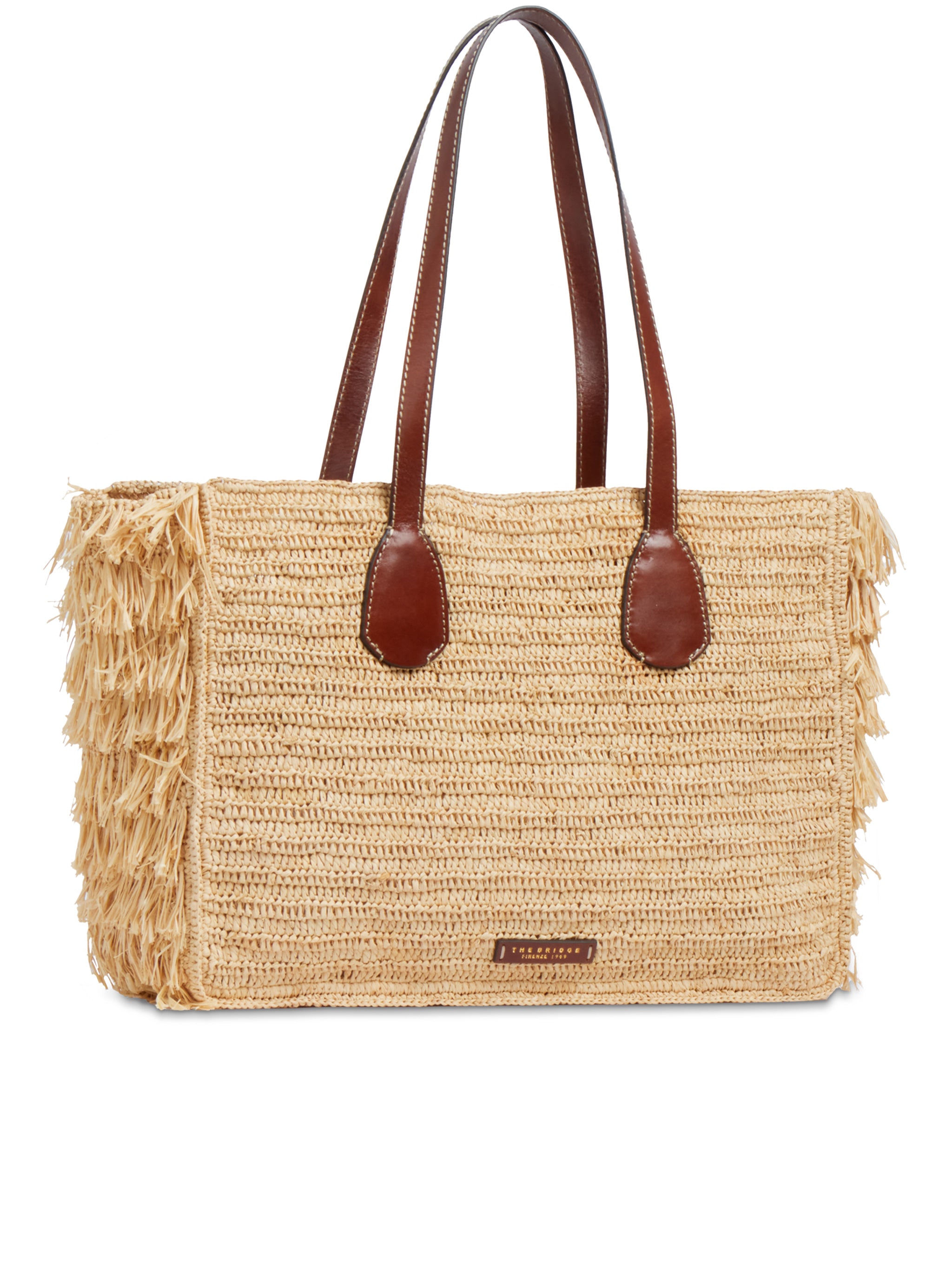 Shopping Rectangular Straw Fringed Tote Bag