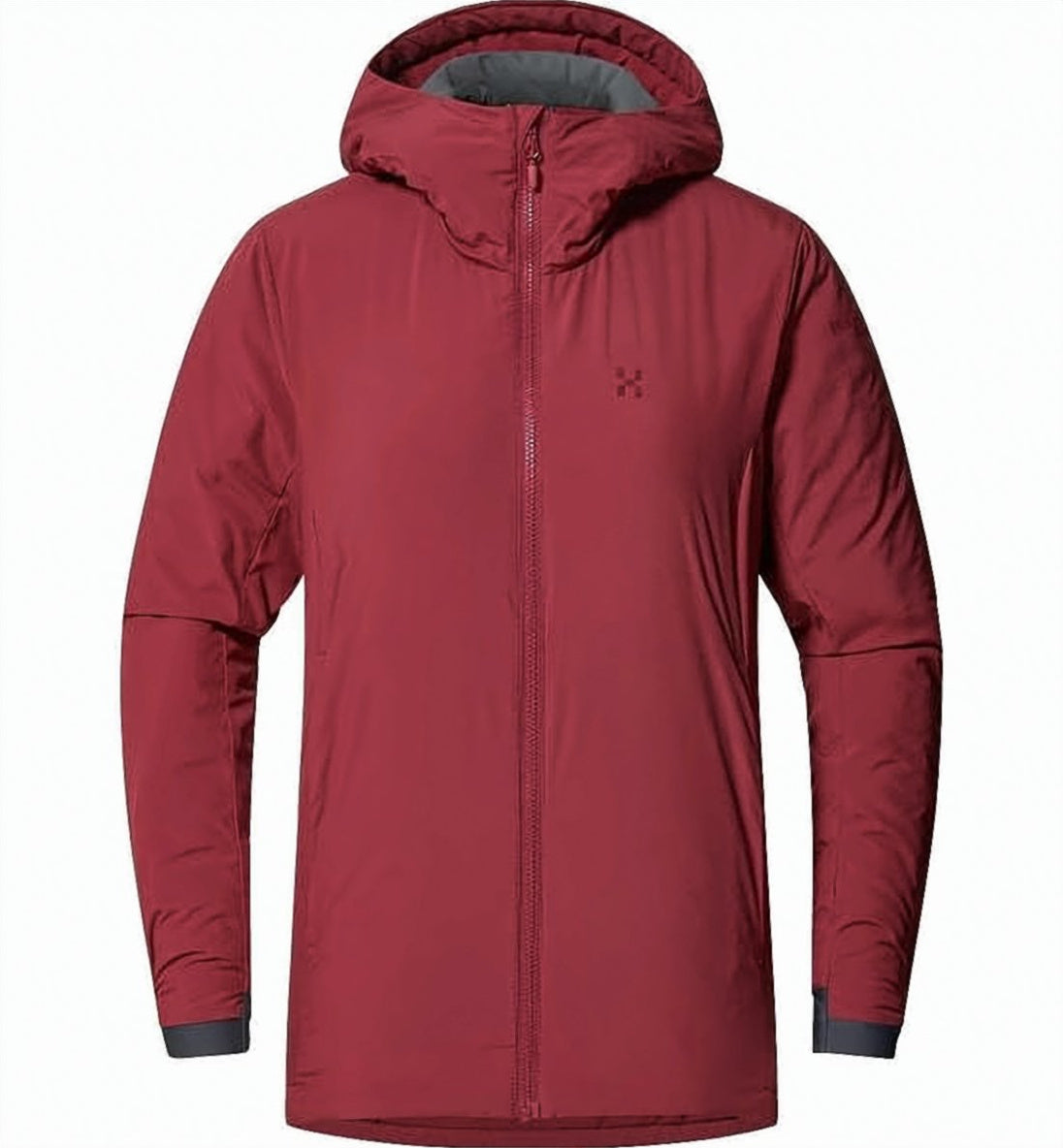 Solid Design Padded Jacket with Attached Hood and Fitted Cuffs