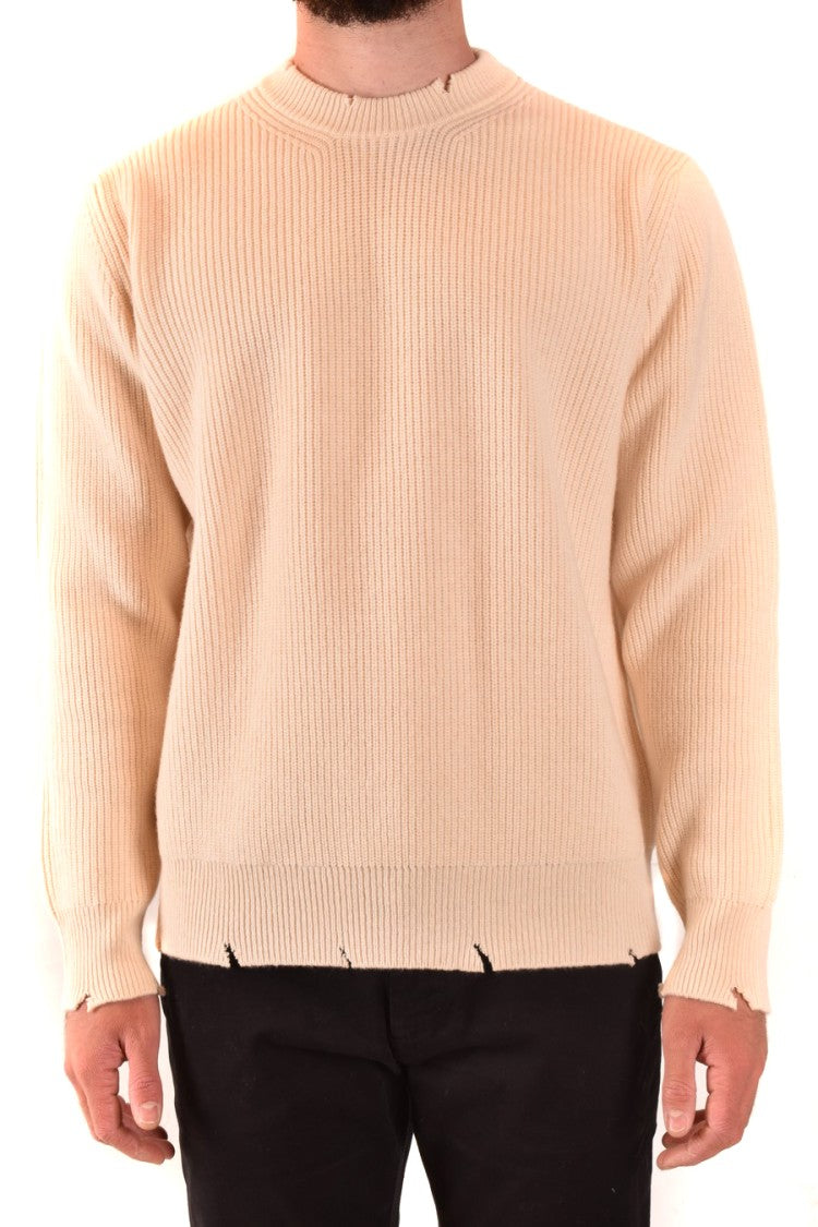 Milk-Colored Merino And Cashmere Knit Sweater