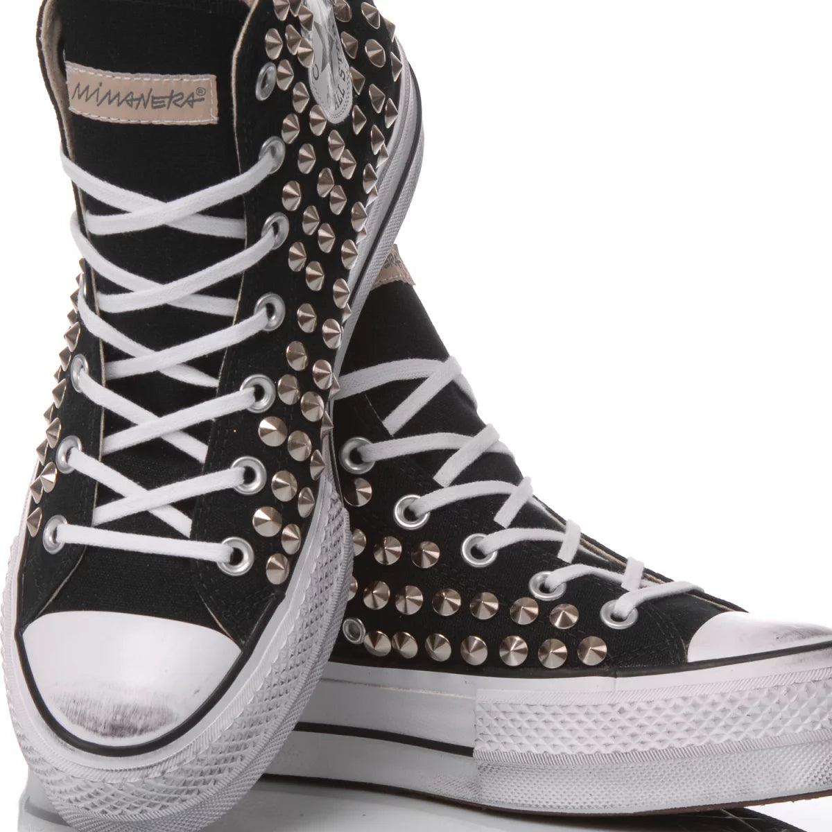 High-Top Platform Sneakers with Metallic Stud Accents