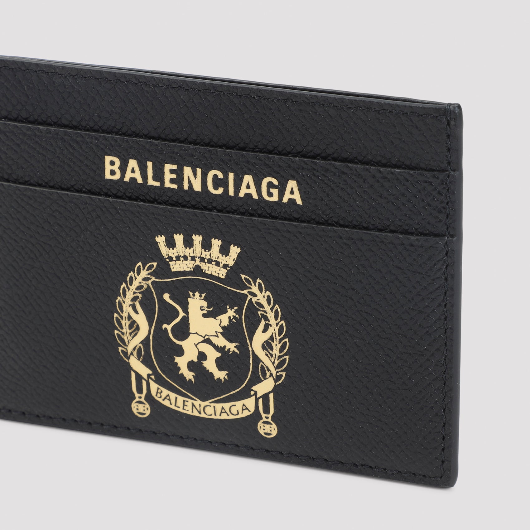 Compact Black Grained Leather Wallet