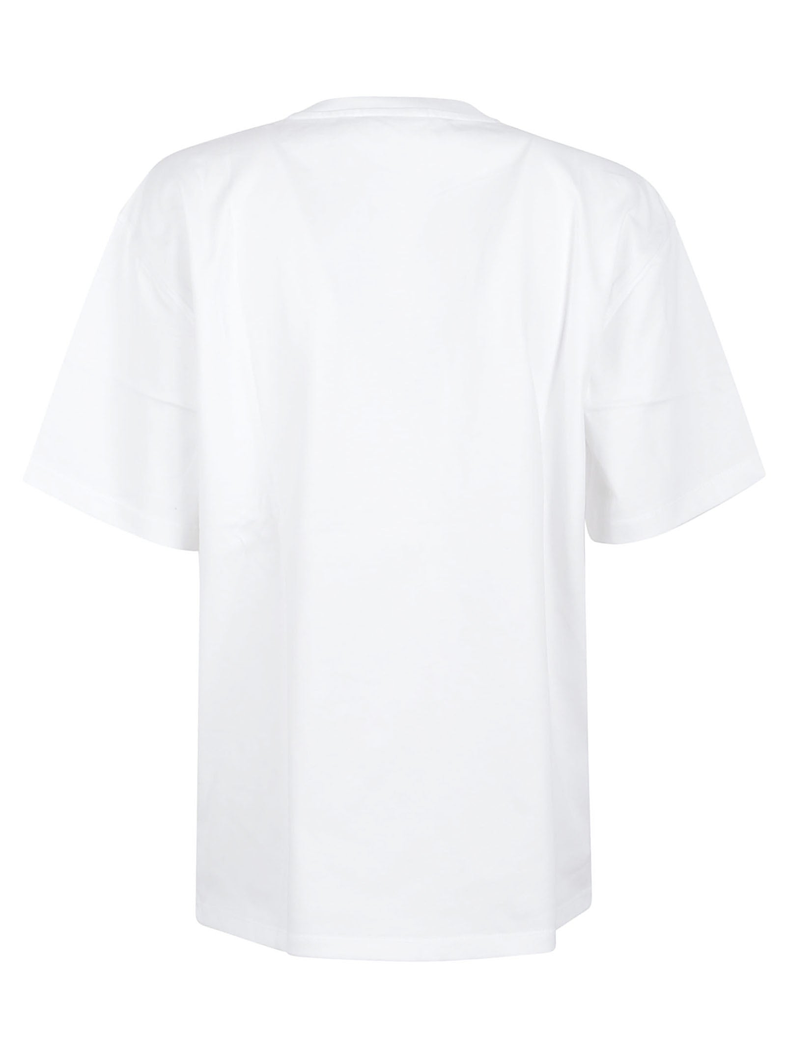 Embroidered White Short-Sleeved T-Shirt with Relaxed Fit