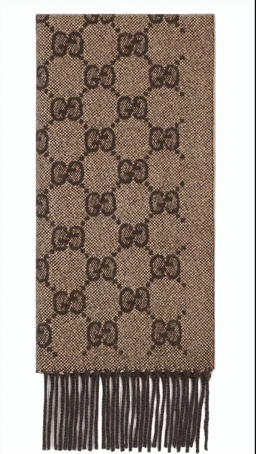 Rectangular Cashmere Blend Scarf with Interlocking Double-G Pattern