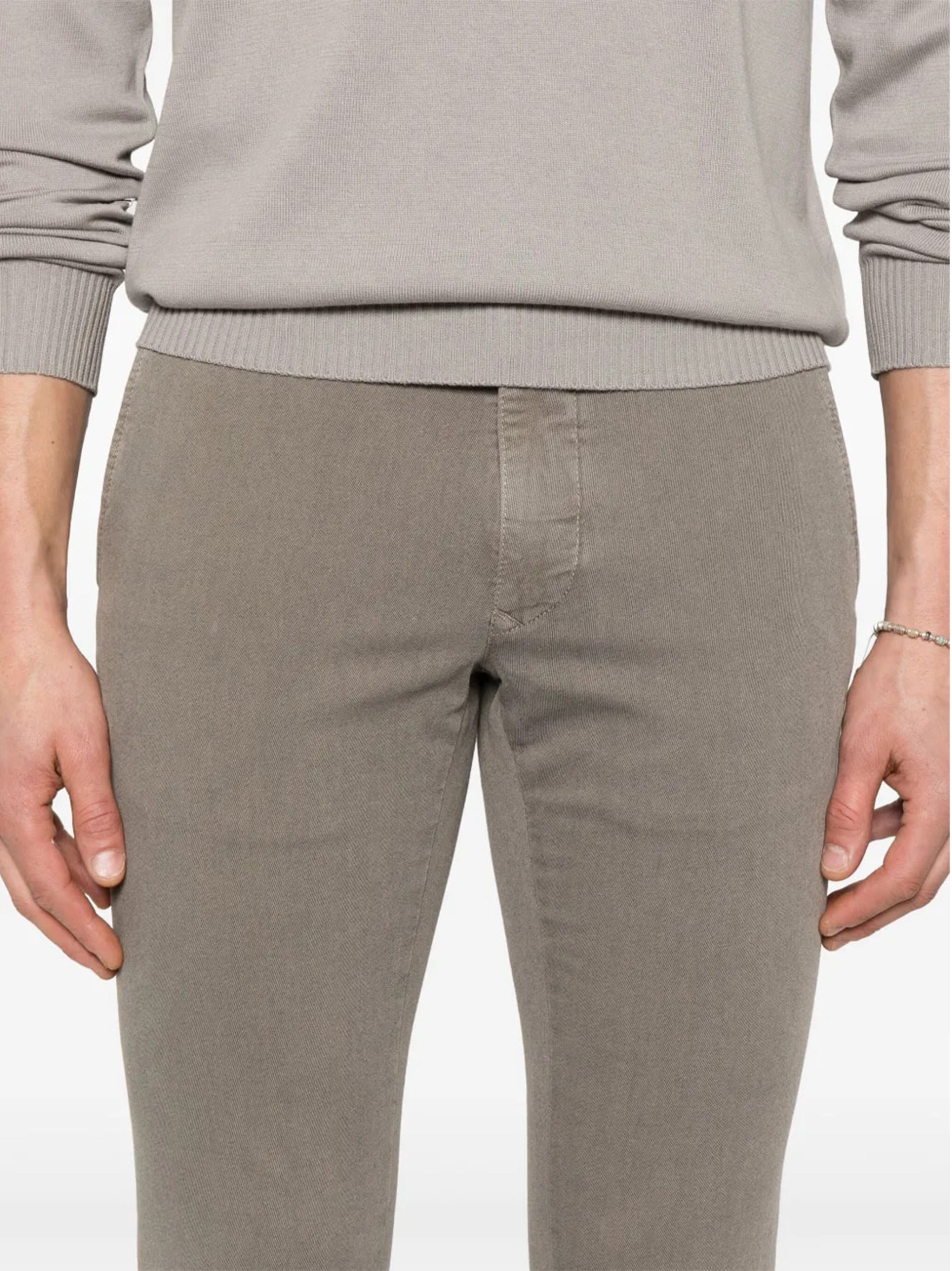 Taupe-Grey Slim Fit Straight Trousers
