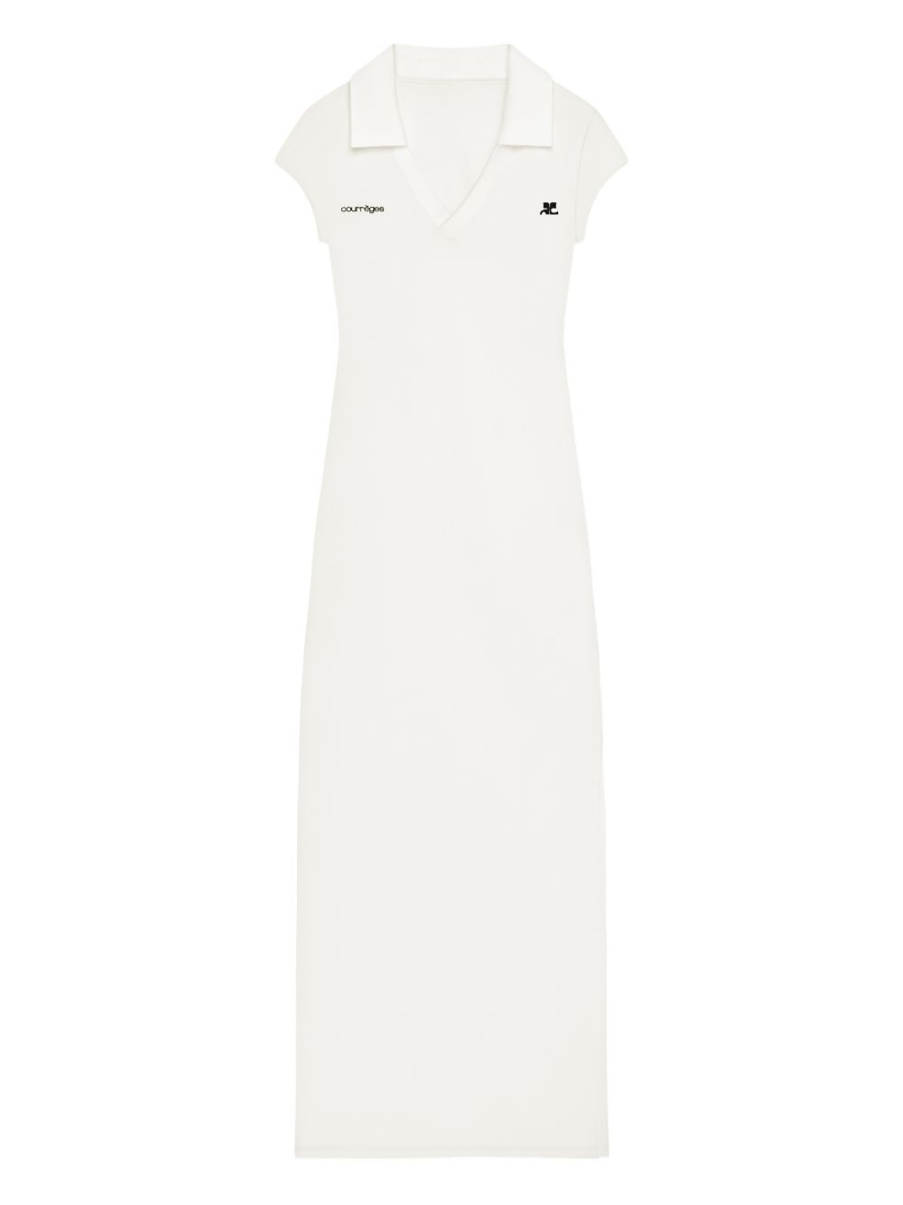 Maxi Dress with V-Neckline and Contrasting Collar
