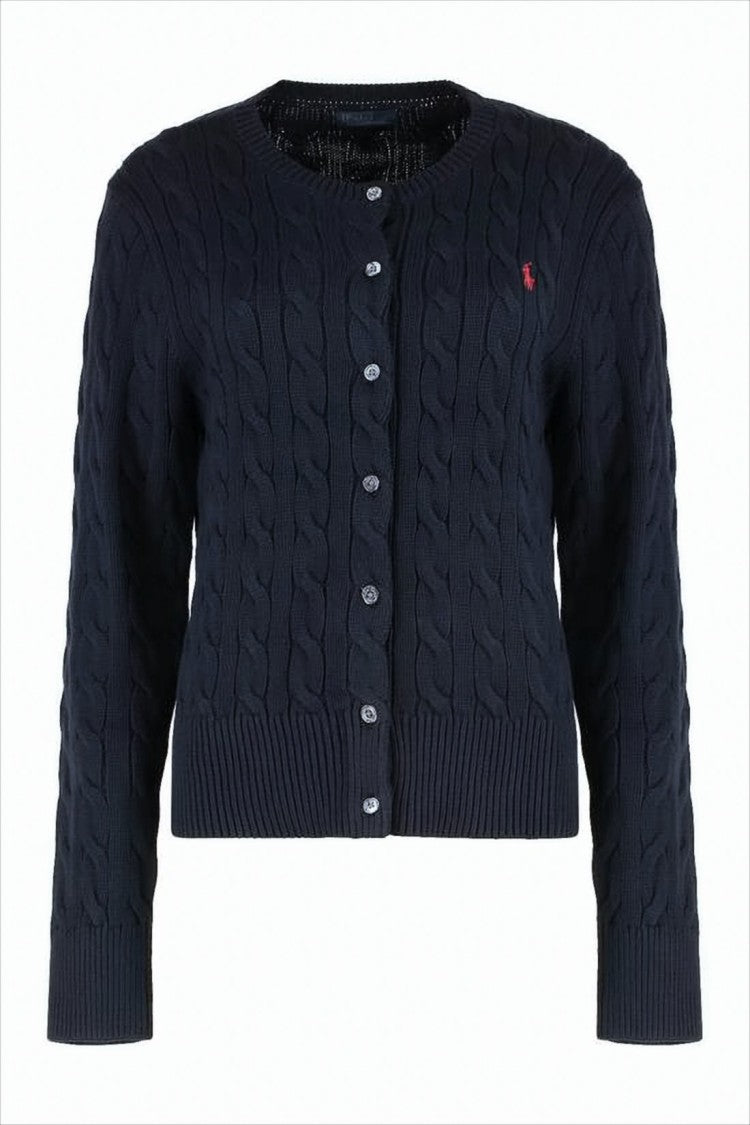 Cable Knit Cardigan with Button-Down Front