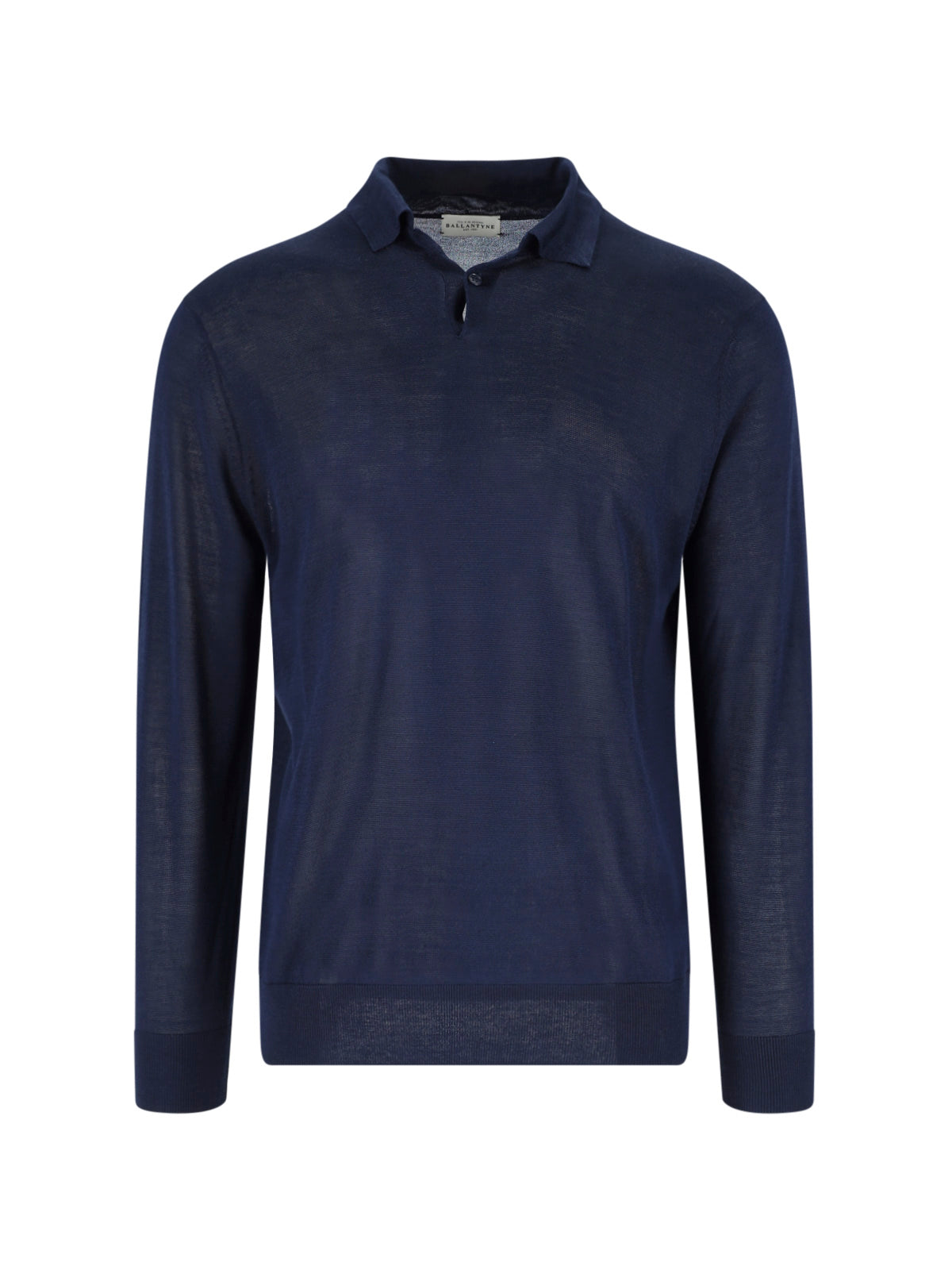 Blue Silk-Cashmere Ribbed Polo Sweater