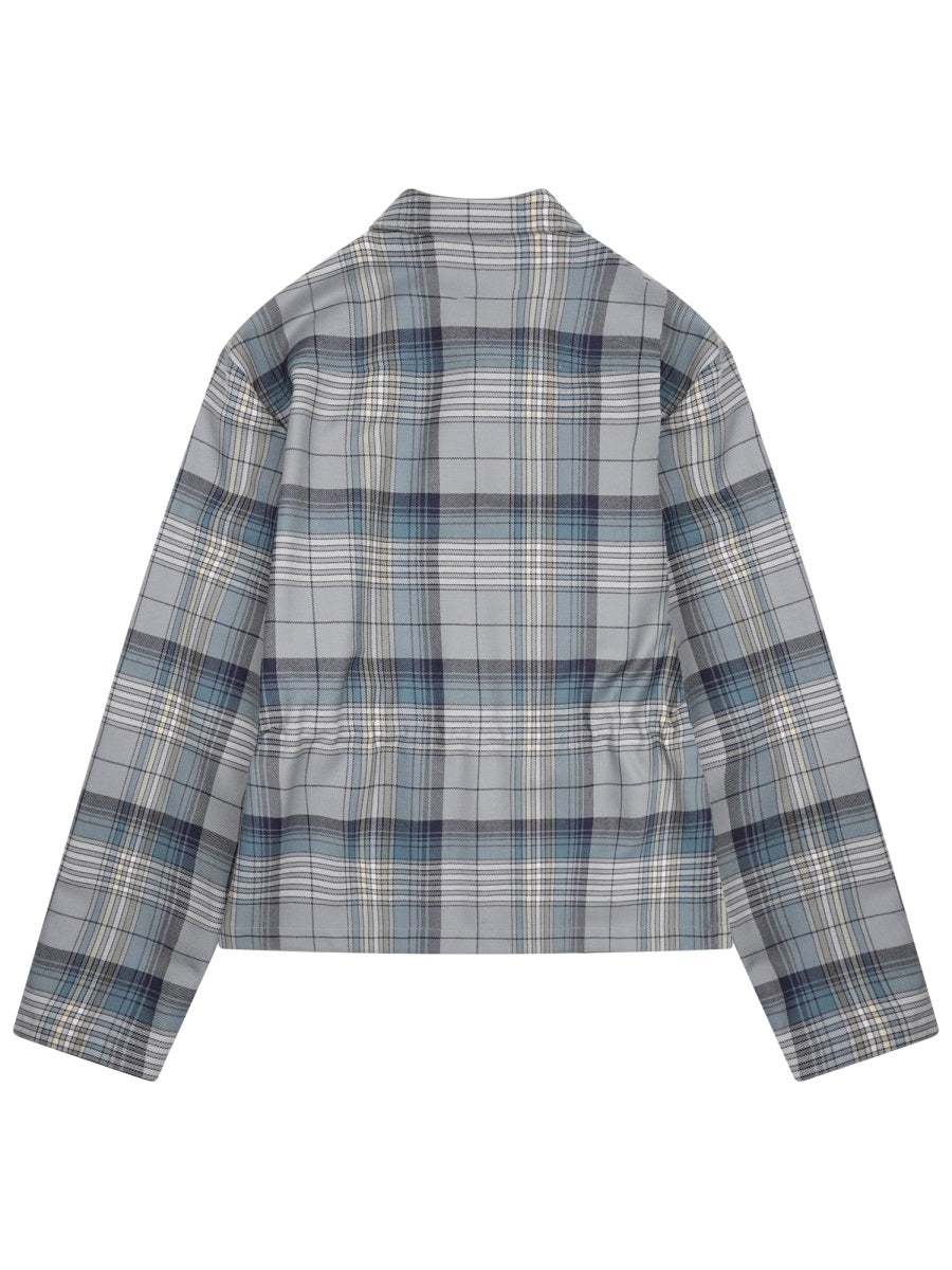 Check Pattern Wool Shirt With Zippered Front
