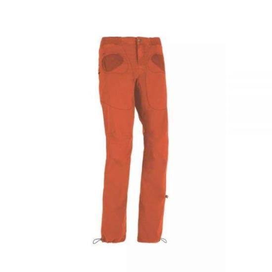 Straight-Fit Orange Pants With Adjustable Hem And Reinforced Patches