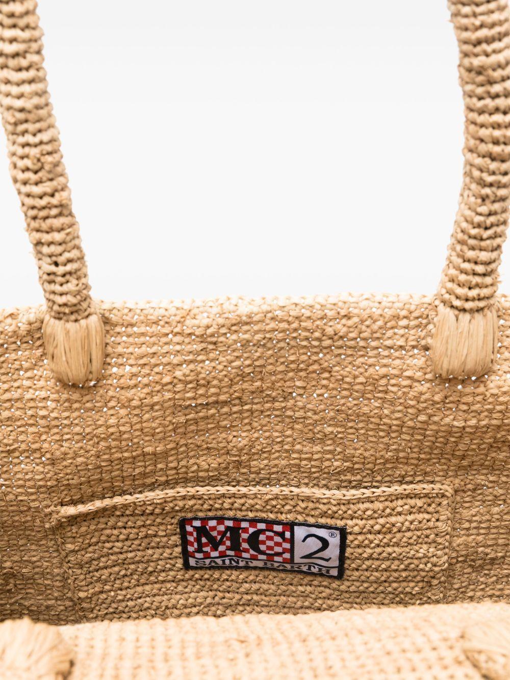 Rectangular Woven Tote Bag with Cursive Logo