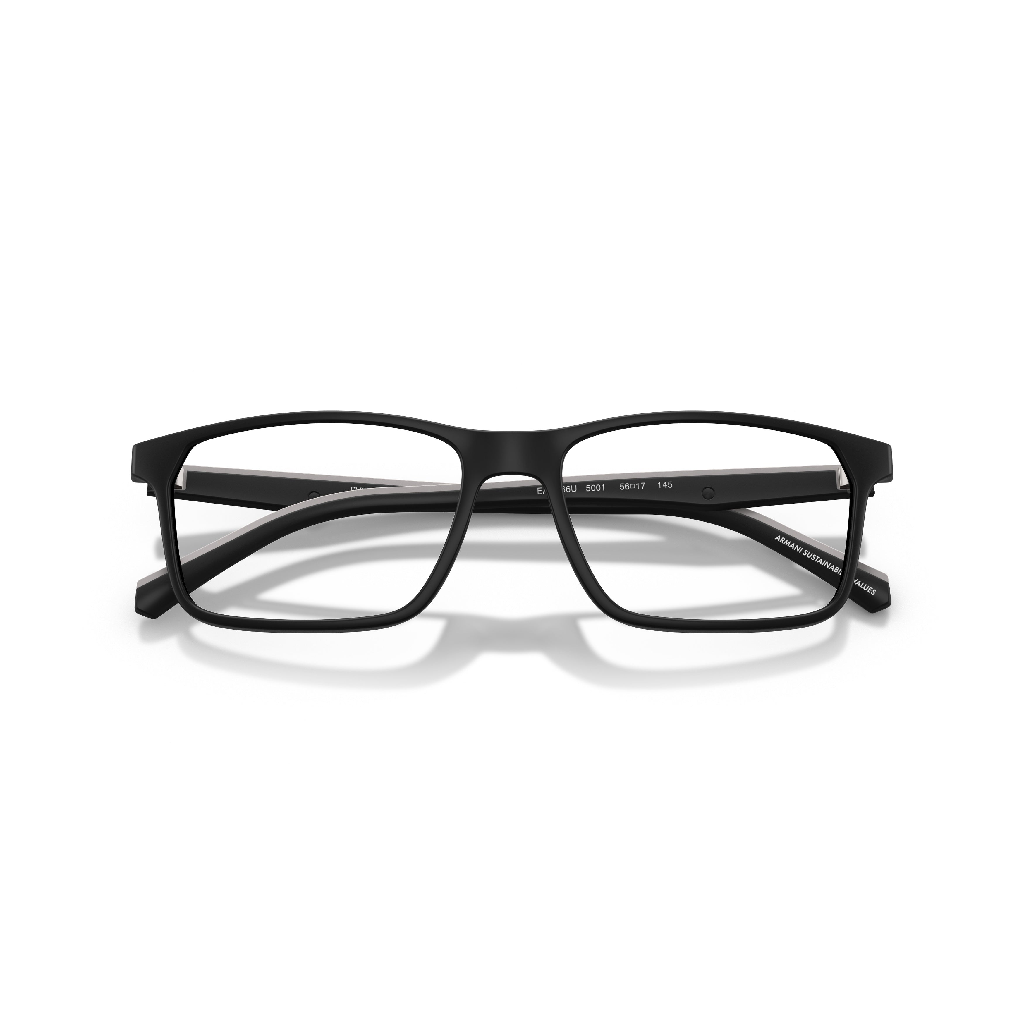 0ea3266u Matte Black Rectangular Eyeglasses with Subtle Logo