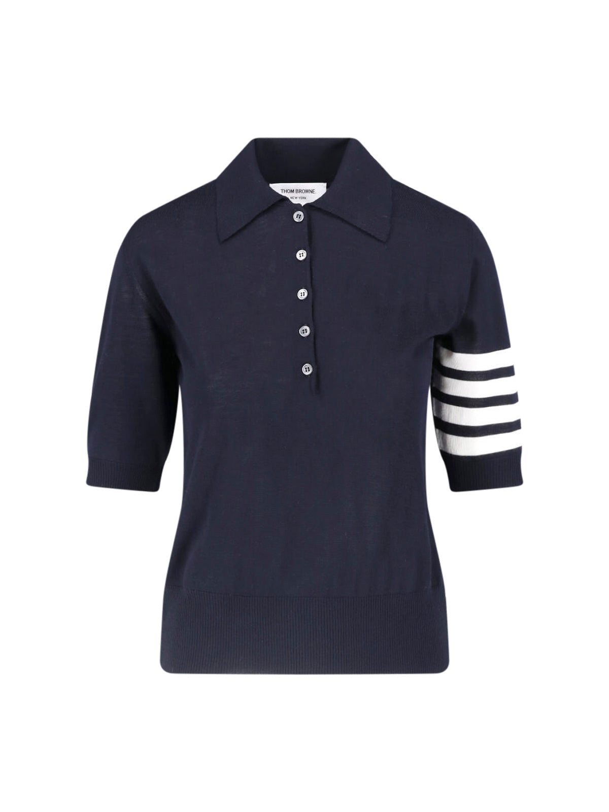 Short-Sleeved Fitted Polo Shirt with Sporty Stripes