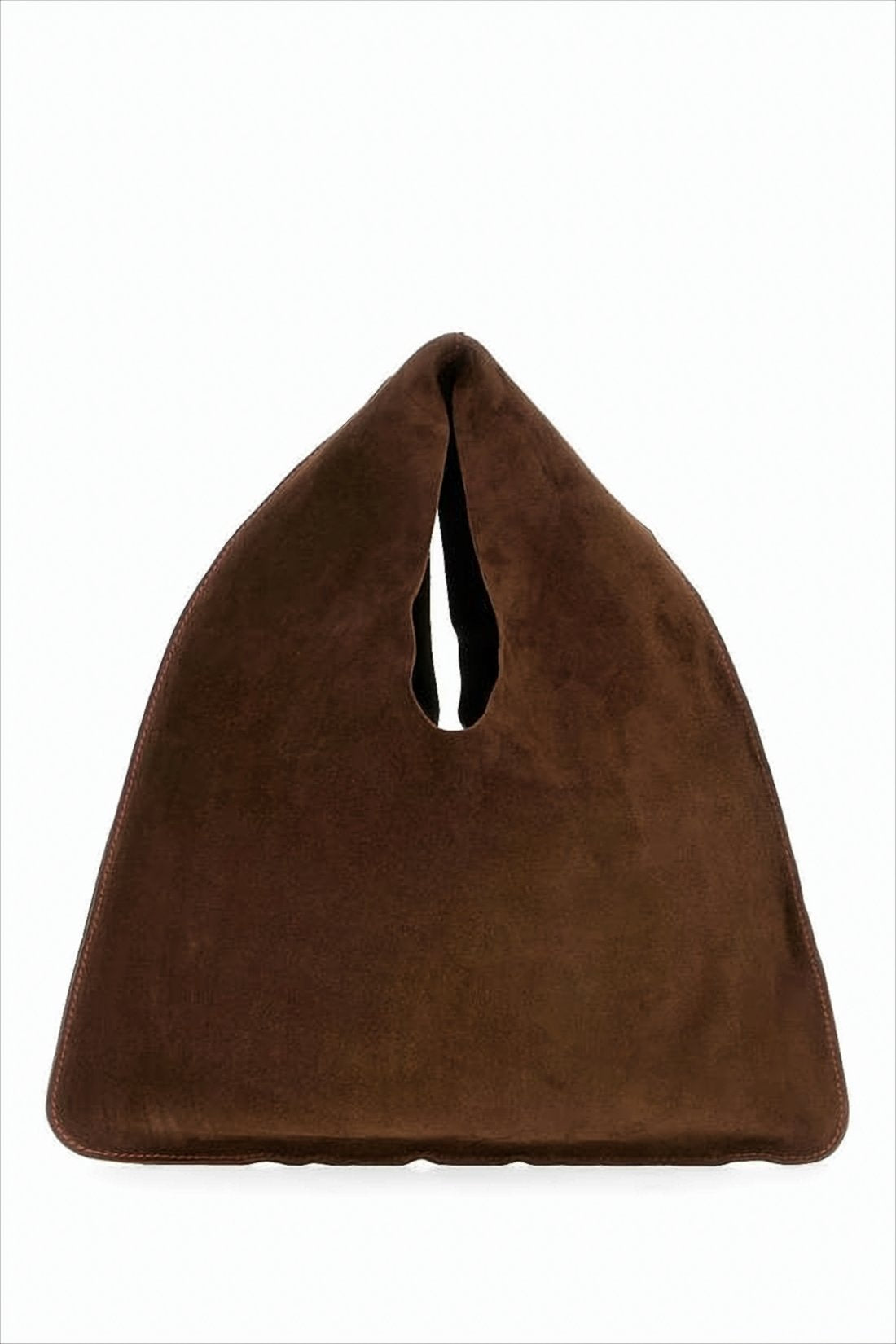 Soft Triangular-Shaped Tote Bag In Rich Brown Calf Leather