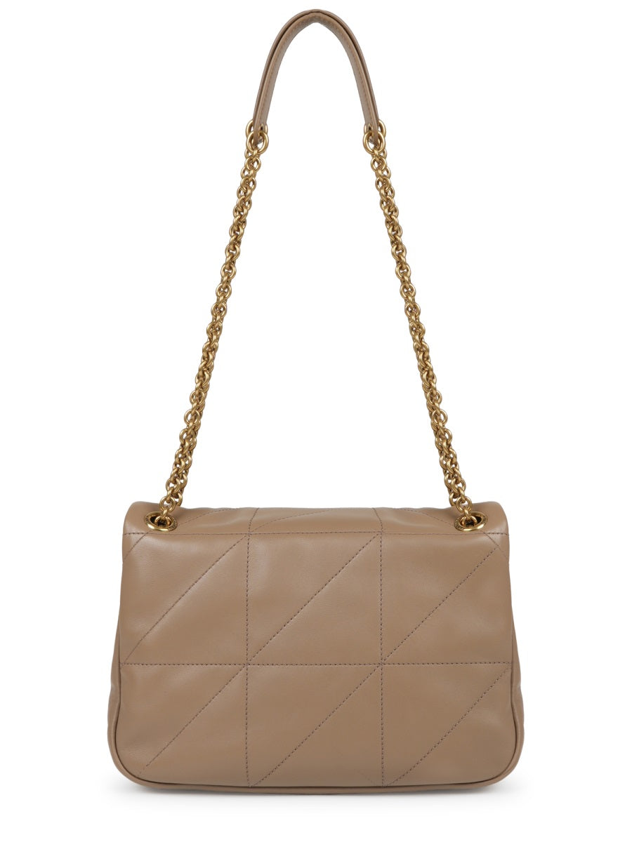 Structured Beige Leather Shoulder Bag