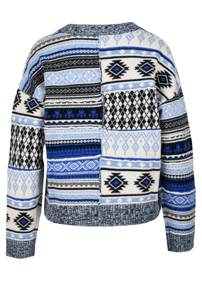 Crew Neck Wool Sweater - Blue/Light Blue