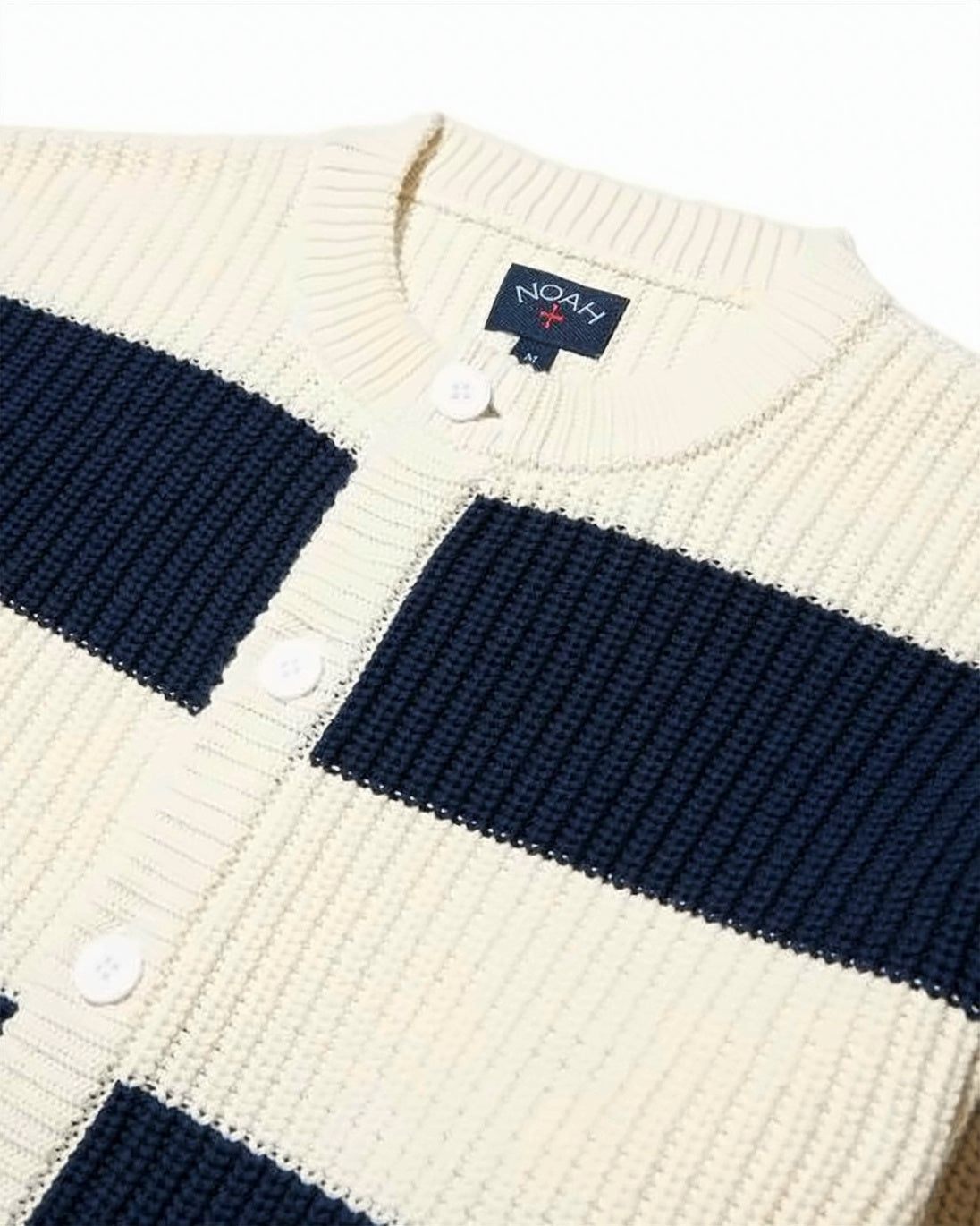 Chunky Striped Knit Cardigan with Button-Down Front